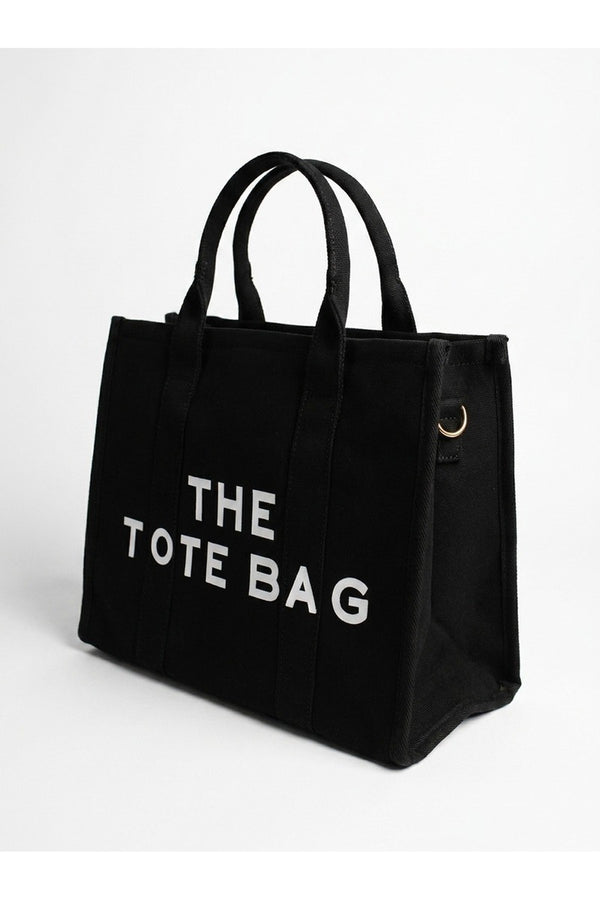 Zaynab Womens Canvas Slogan Tote Bag - Black