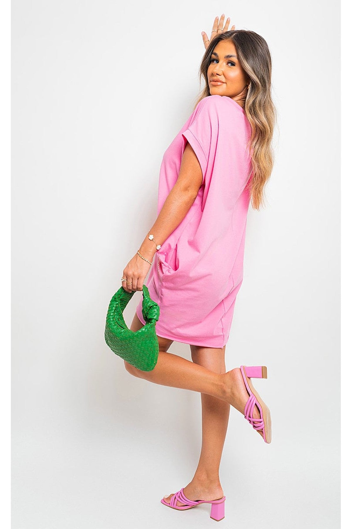 Esme Short Sleeve With Front Pockets Top - PINK