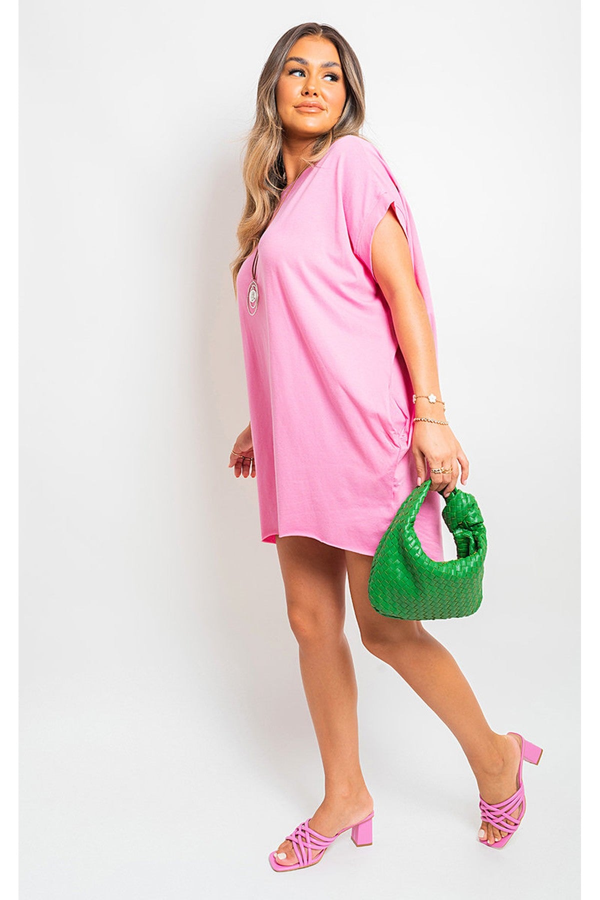 Esme Short Sleeve With Front Pockets Top - PINK