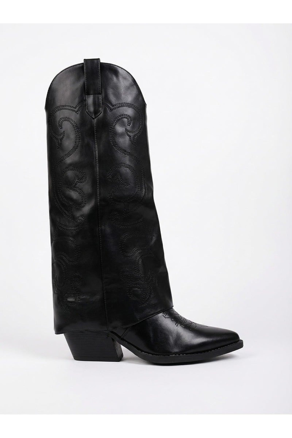 Ivy Womens Embroidered Western Cowboy Boots - Jet Black