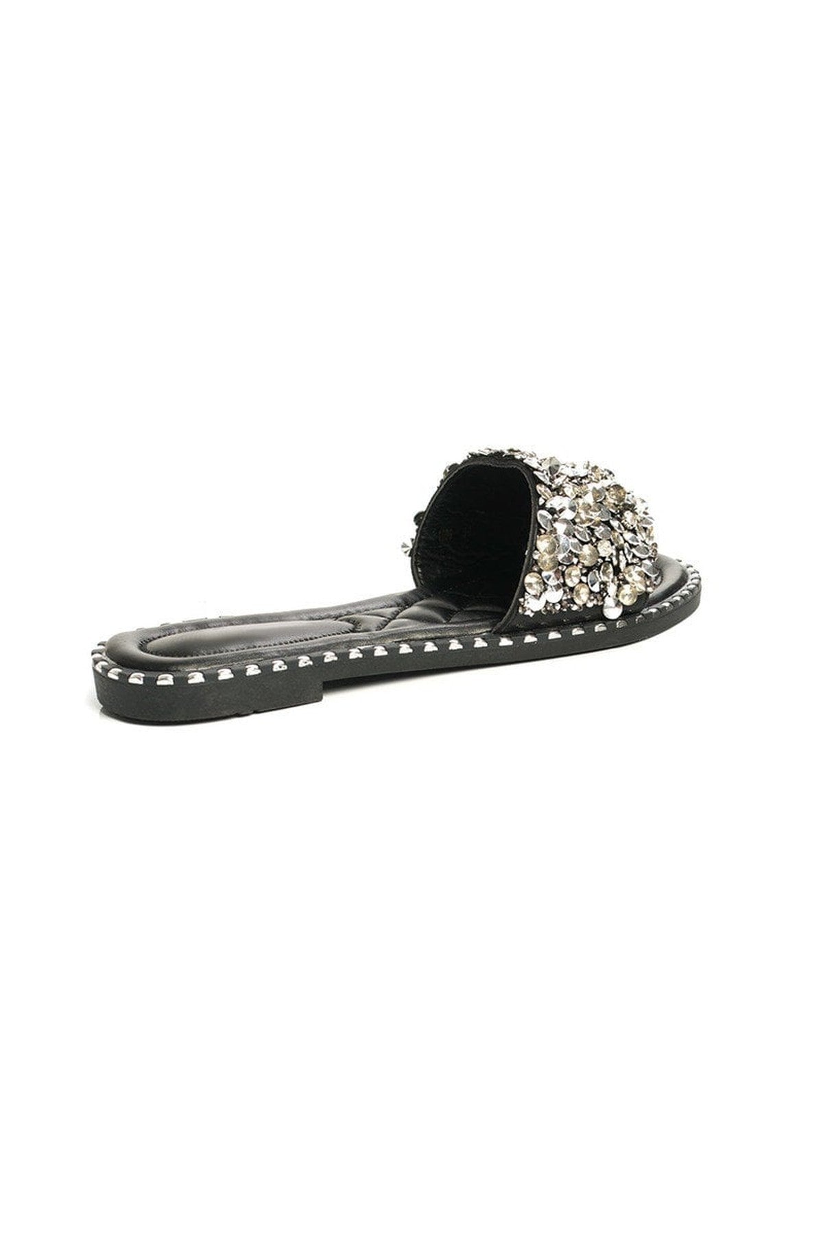 Libby Embellished Open Toe Sandals - BLACK
