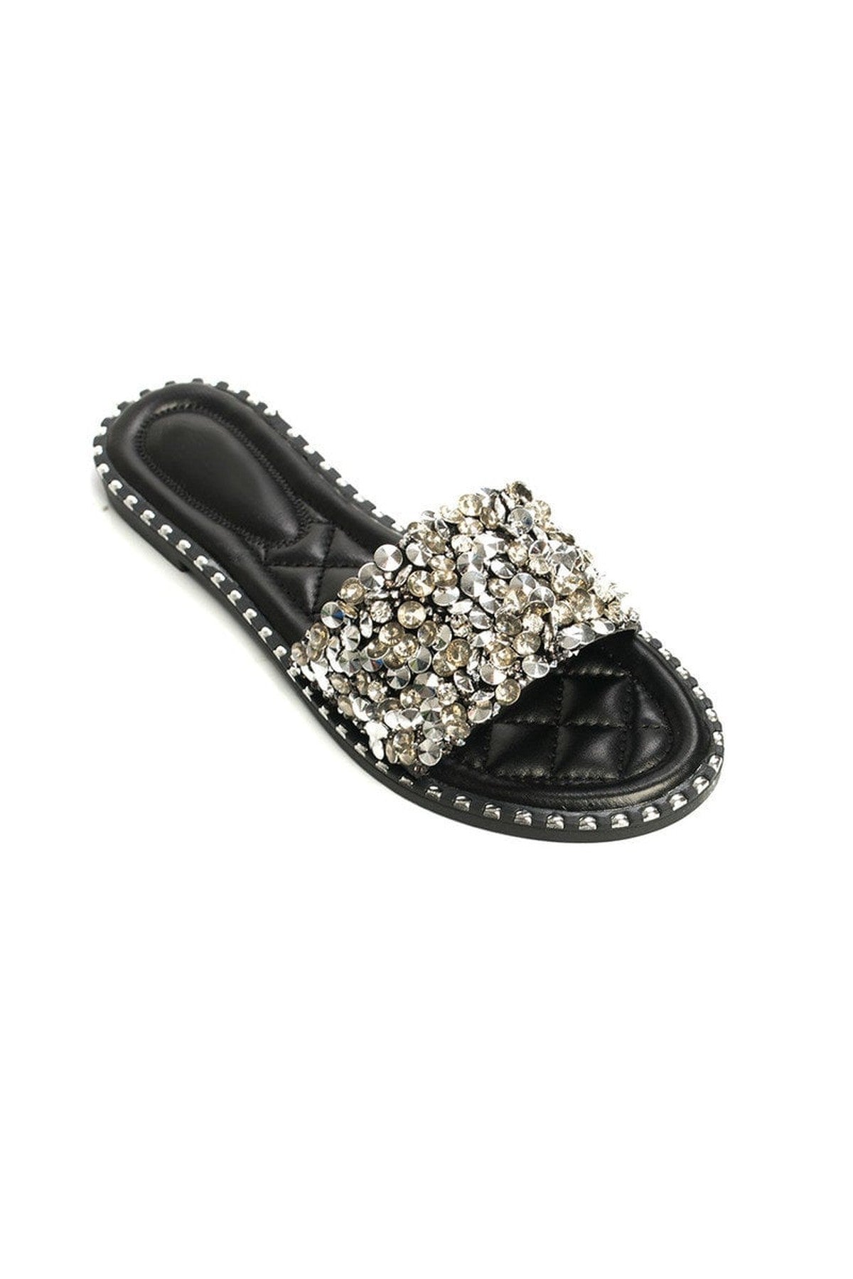 Libby Embellished Open Toe Sandals - BLACK