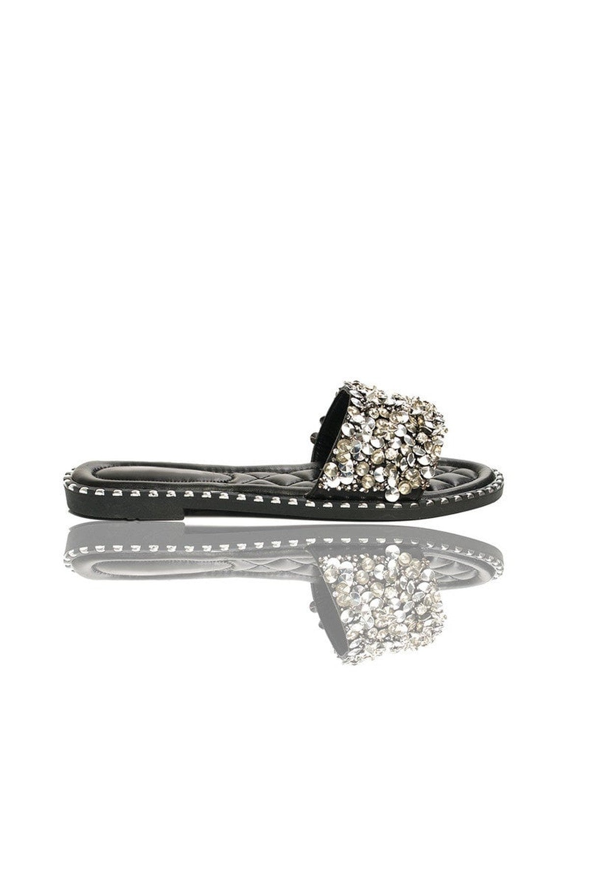 Libby Embellished Open Toe Sandals - BLACK
