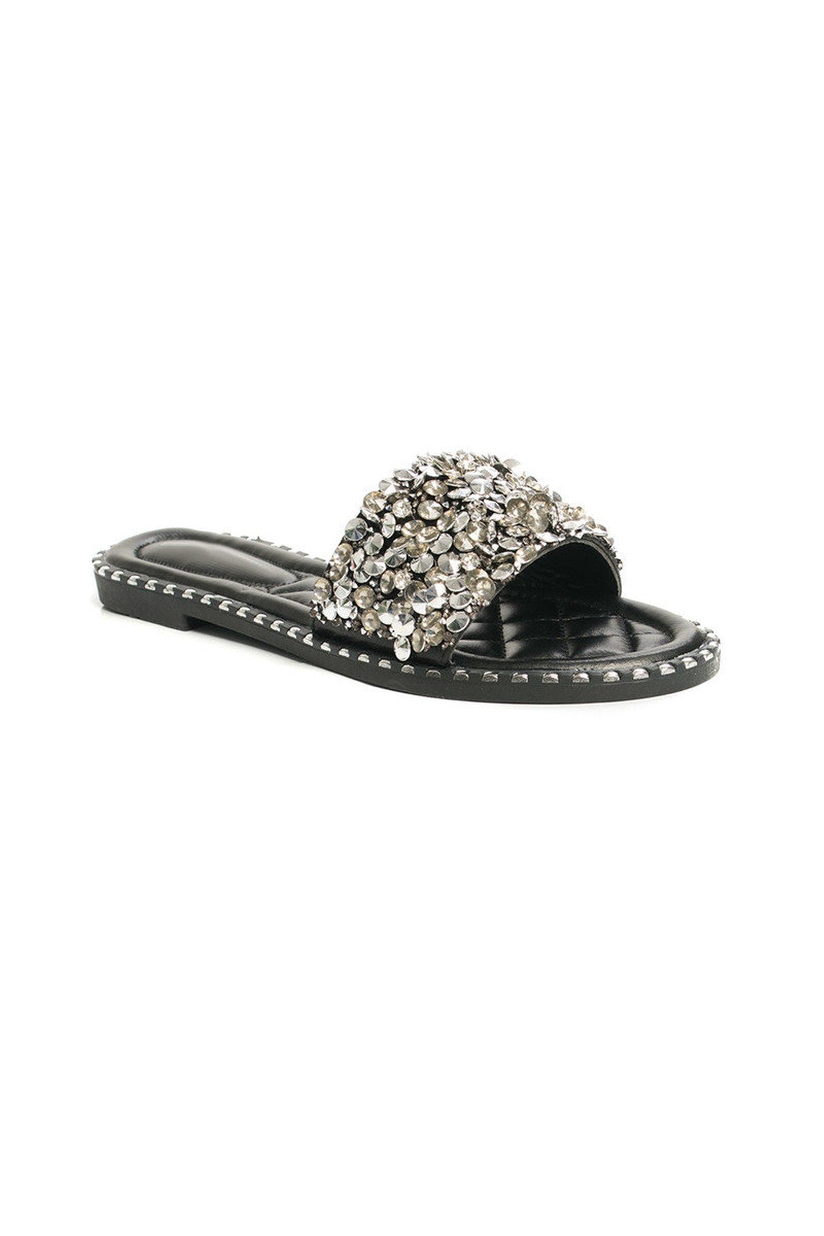 Libby Embellished Open Toe Sandals - BLACK