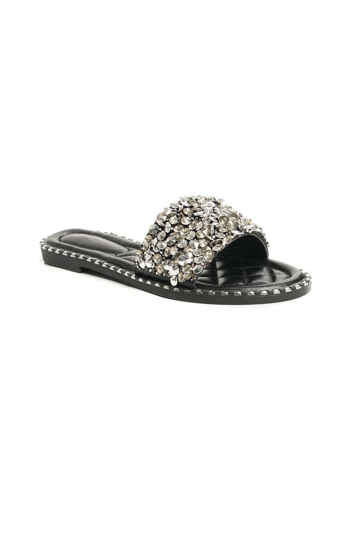 Libby Embellished Open Toe Sandals - BLACK
