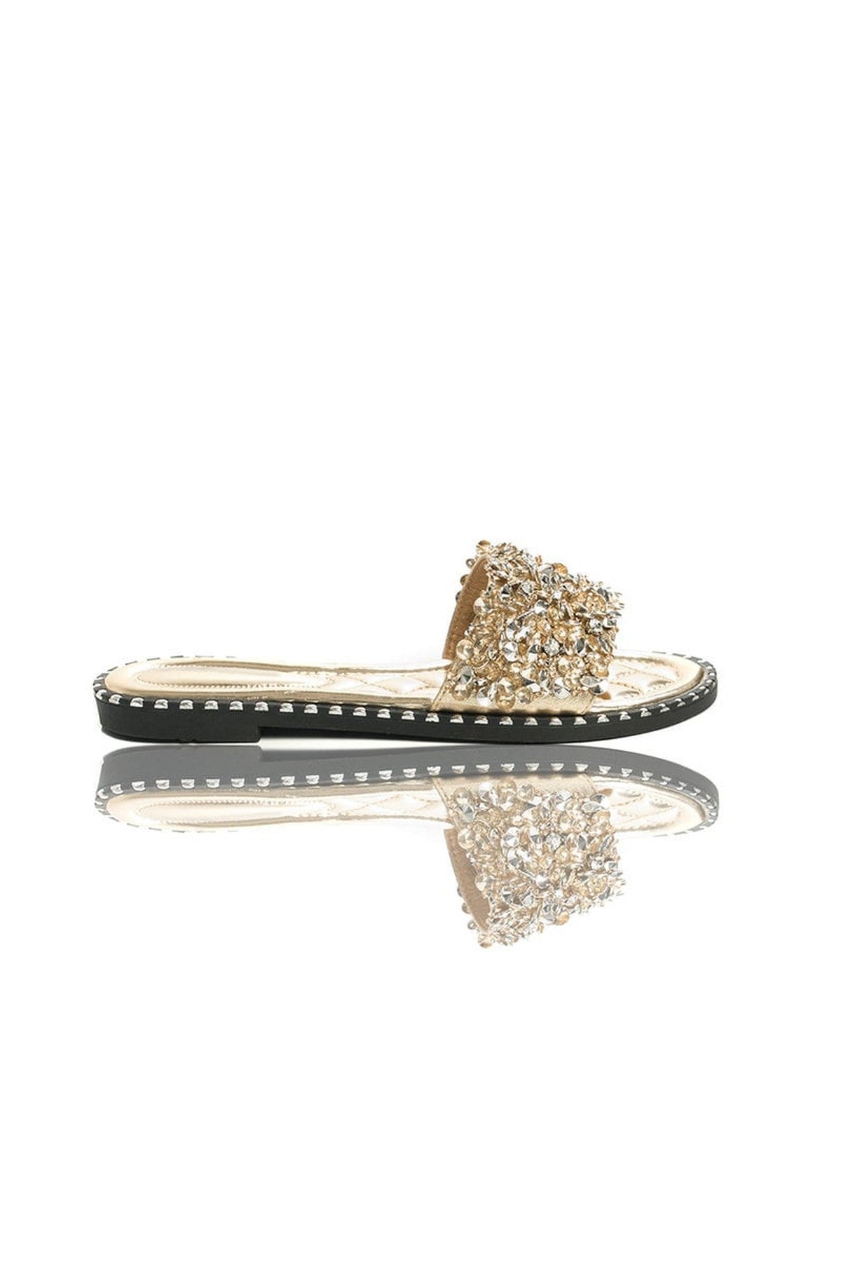 Libby Embellished Open Toe Sandals - GOLD
