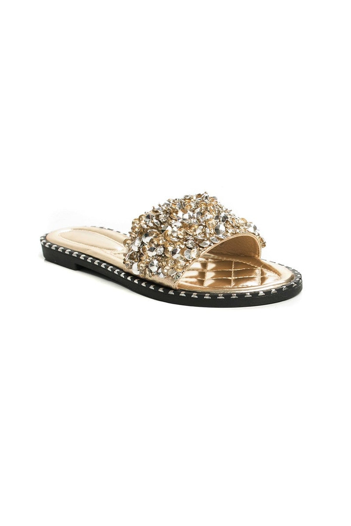 Libby Embellished Open Toe Sandals - GOLD