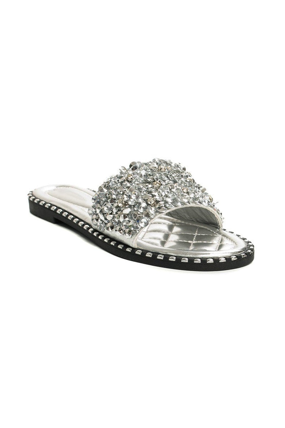Libby Embellished Open Toe Sandals - SILVER