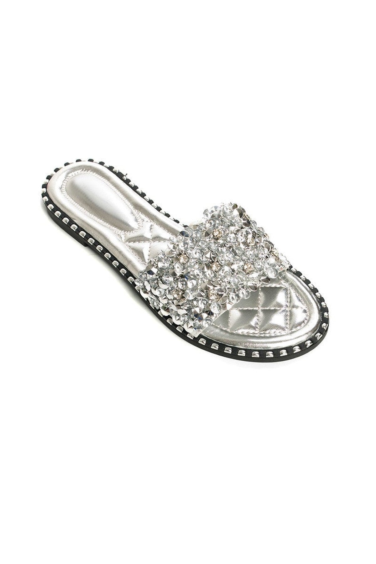 Libby Embellished Open Toe Sandals - SILVER