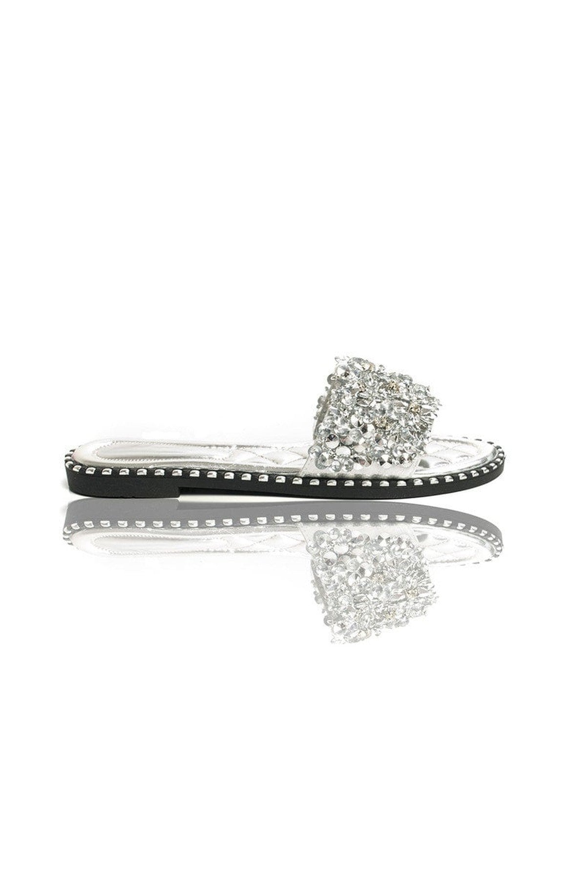 Libby Embellished Open Toe Sandals - SILVER