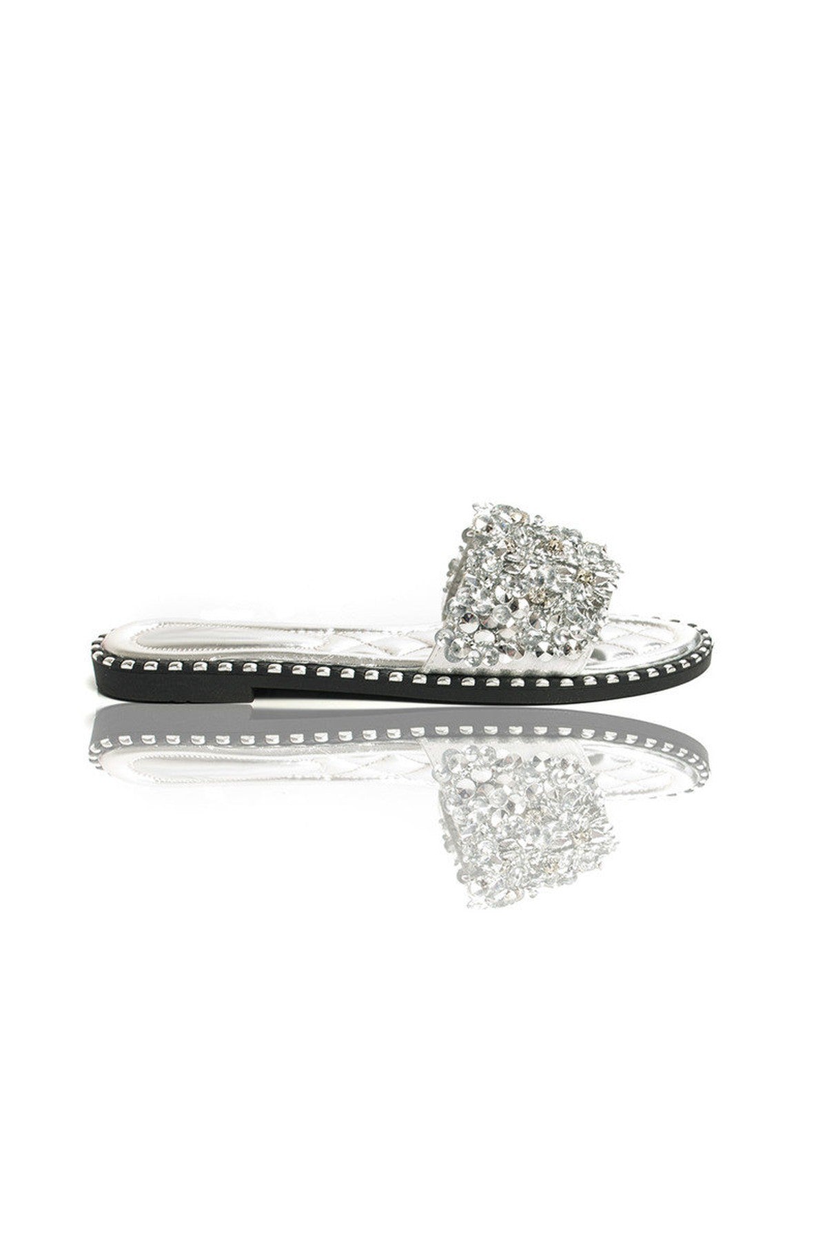 Libby Embellished Open Toe Sandals - SILVER