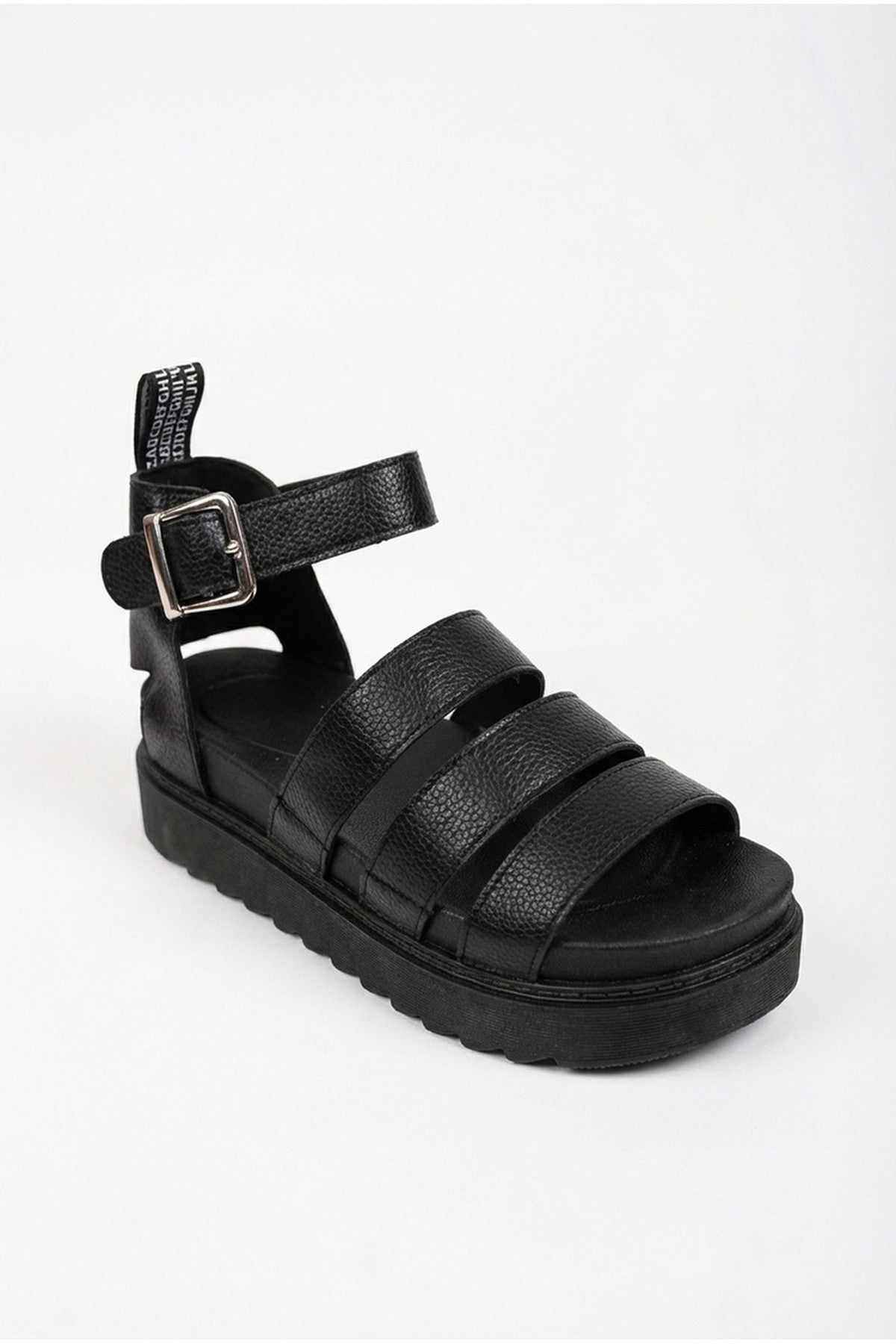 Lily Womens Chunky Platform Buckle Sandals - Jet Black