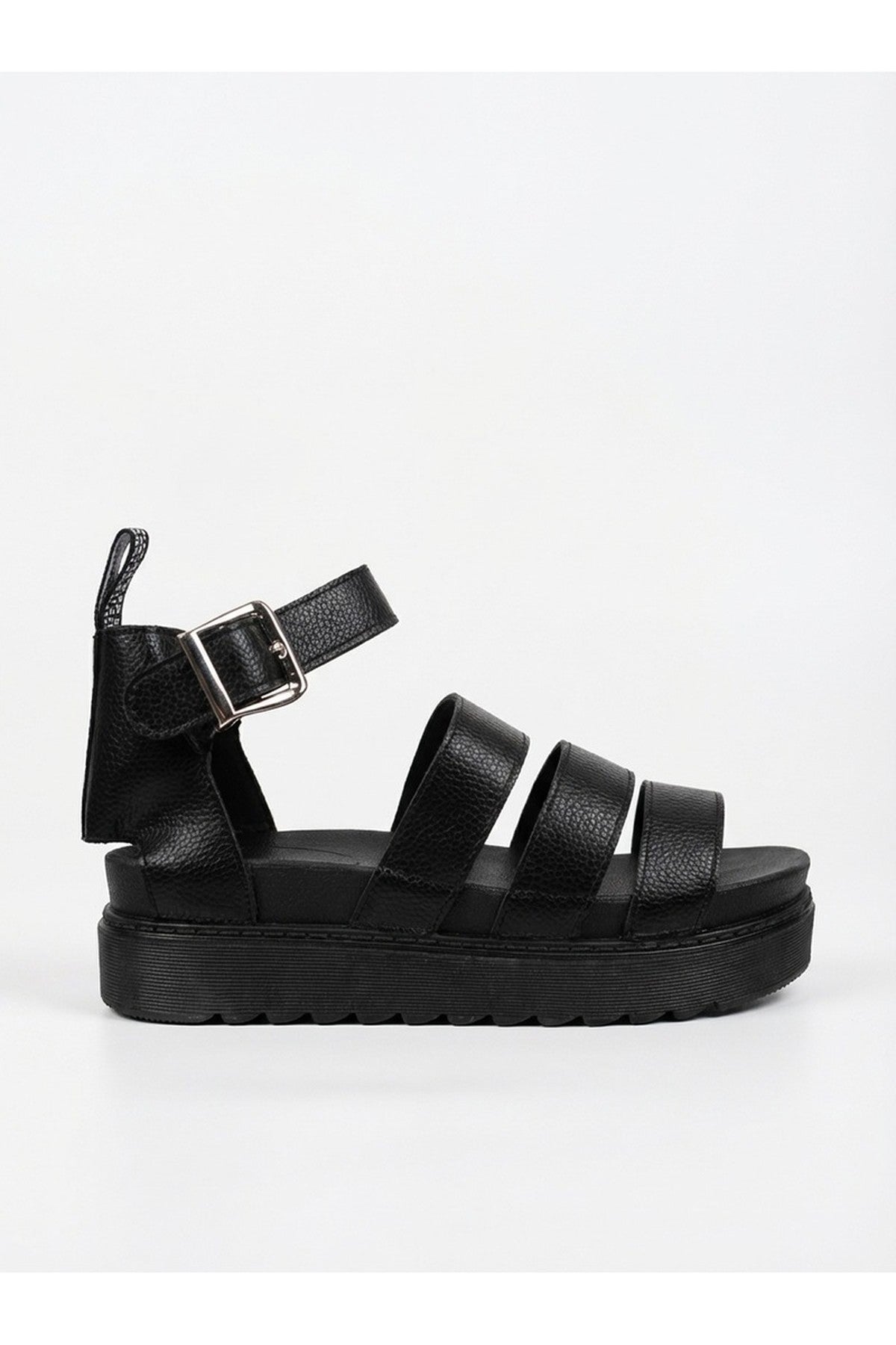 Lily Womens Chunky Platform Buckle Sandals - Jet Black