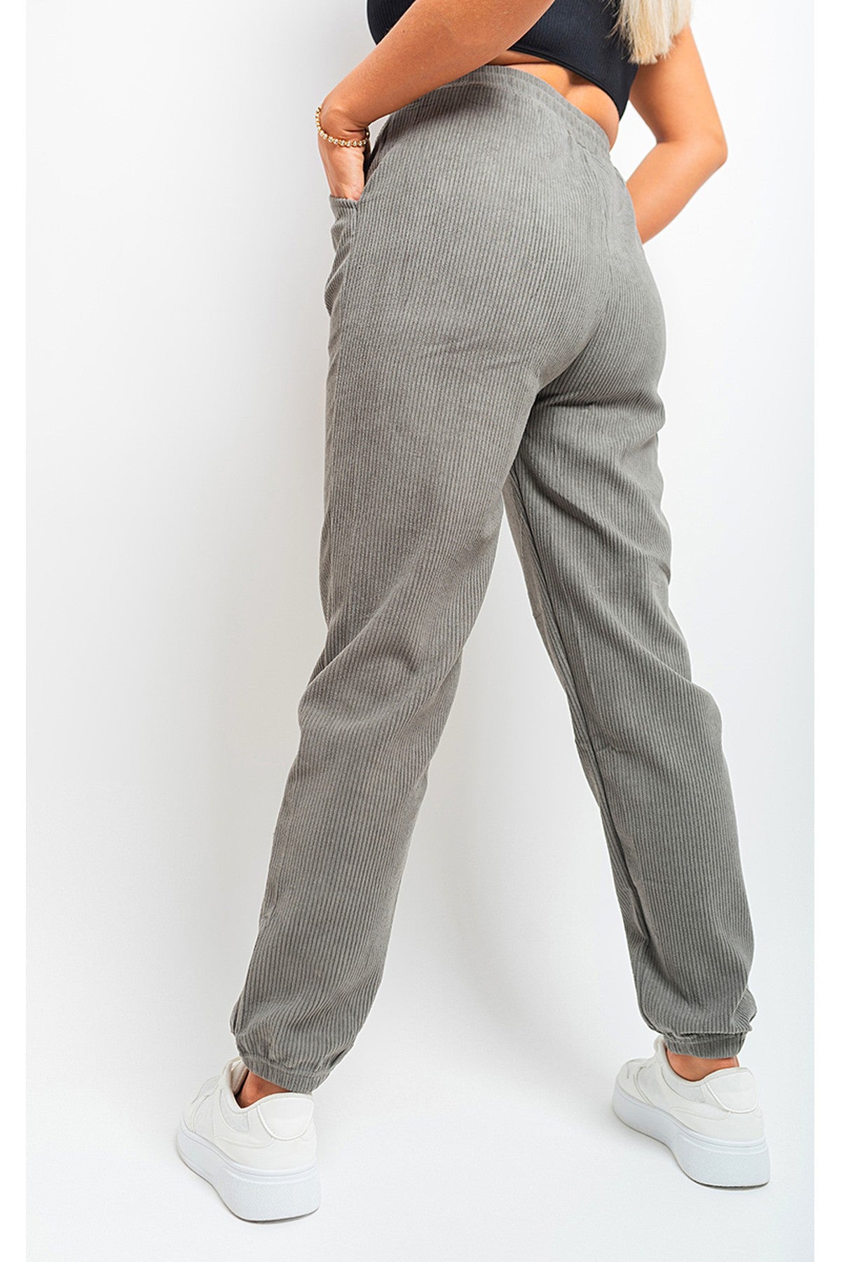 Noemi High Waisted Drawstring Trouser With Pockets - GREY