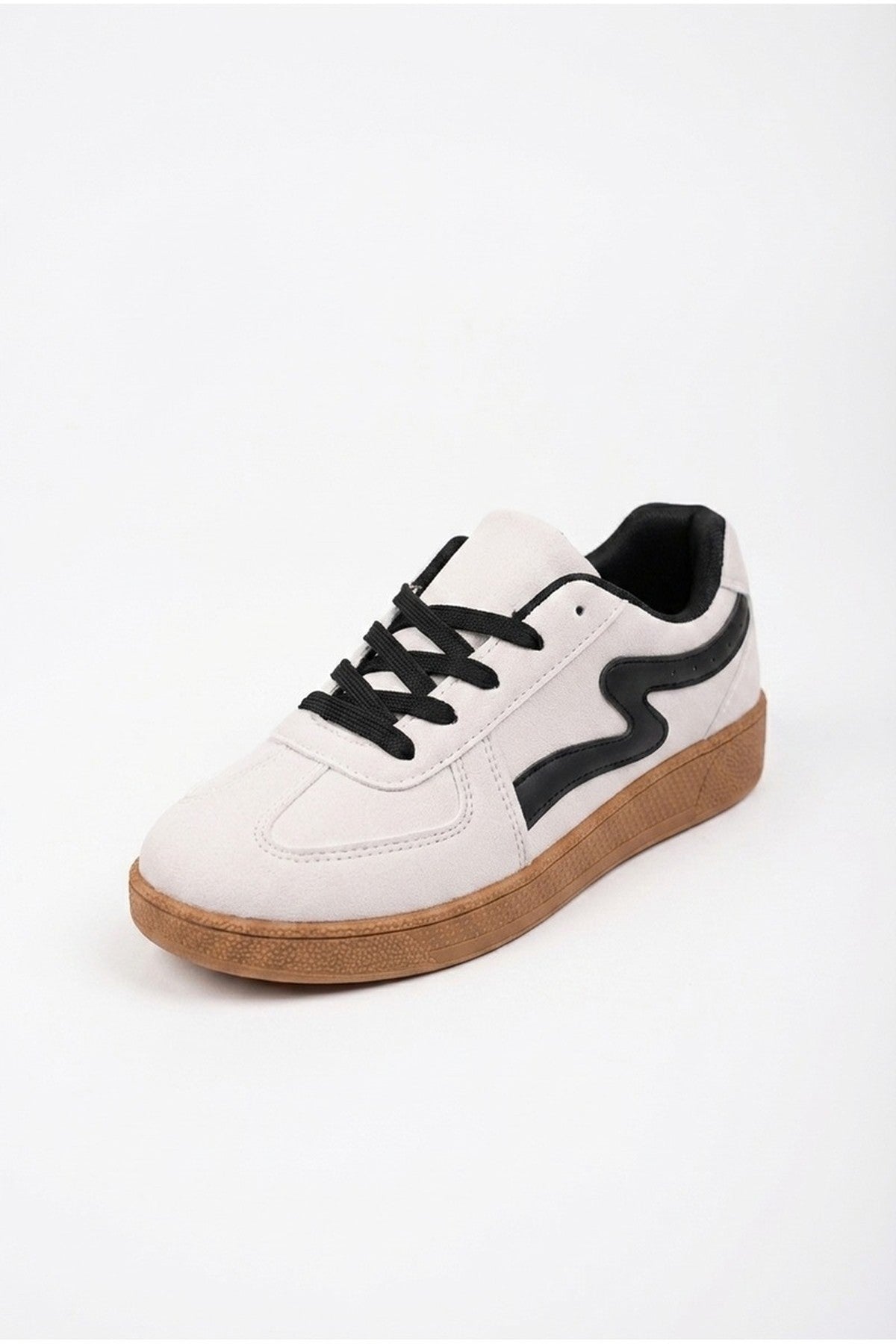 Poppy Womens Retro Stripe Gum Sole Trainers - White