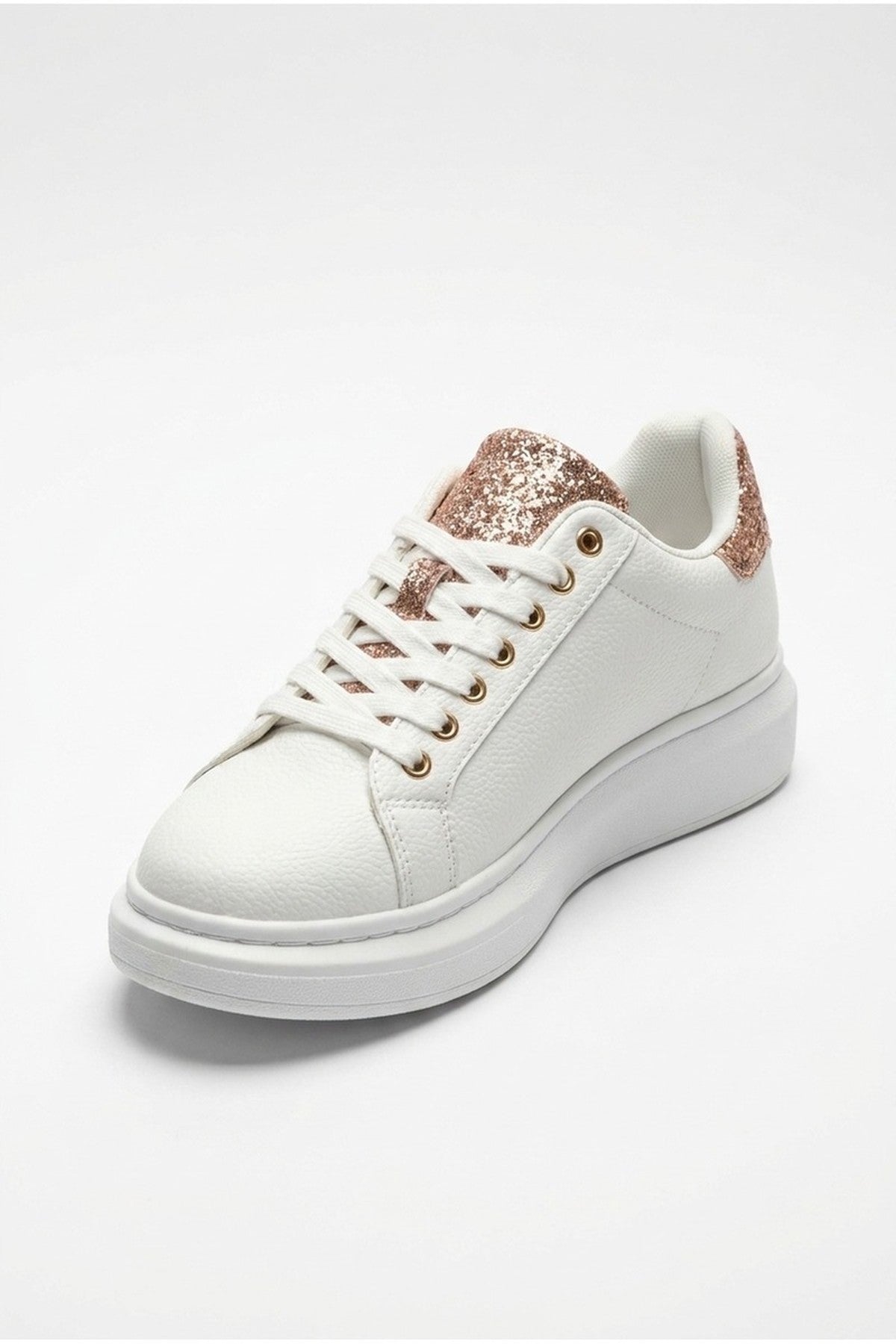 Sophie Womens Classic Platform Trainers - Gold