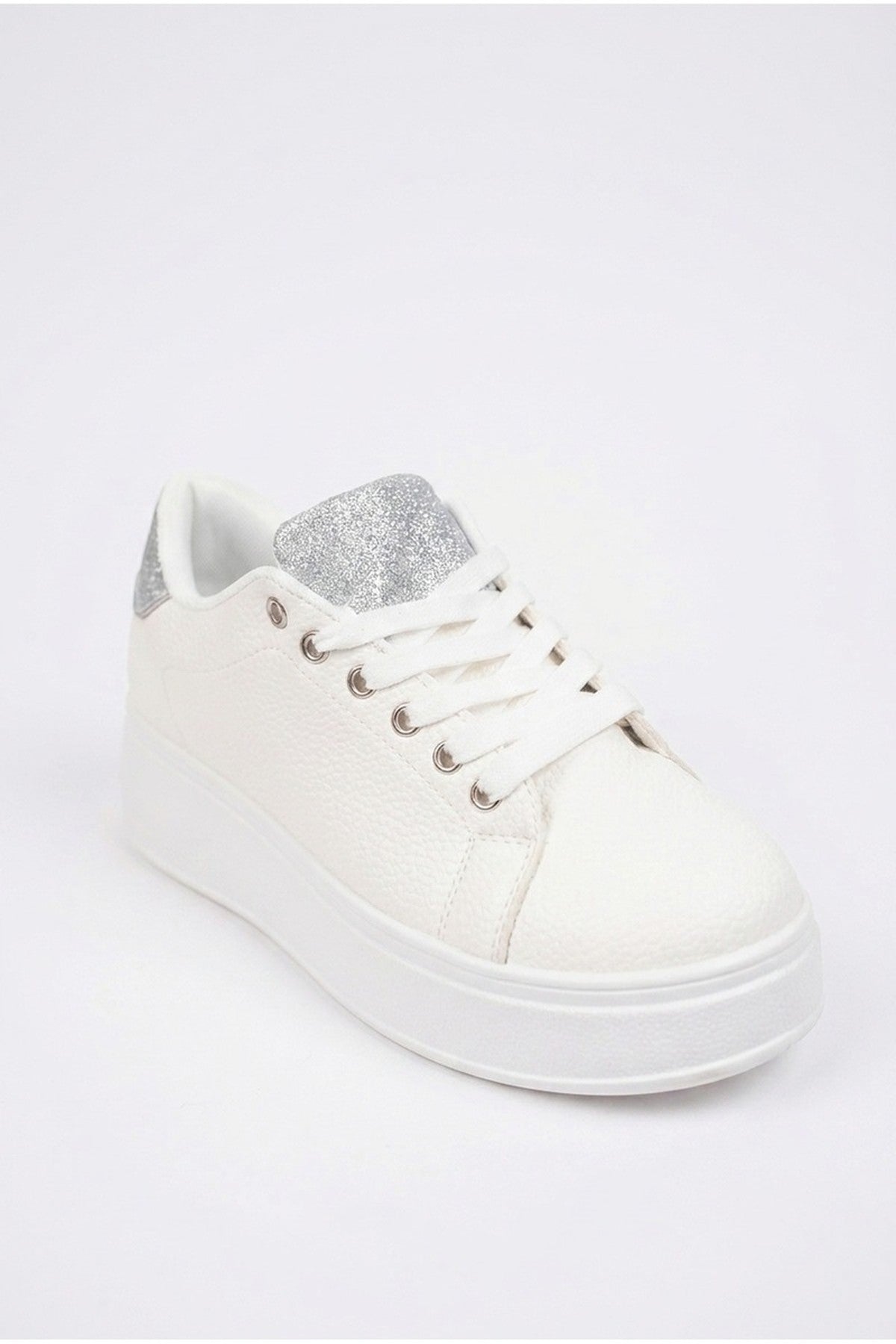 Sophie Womens Classic Platform Trainers - Silver