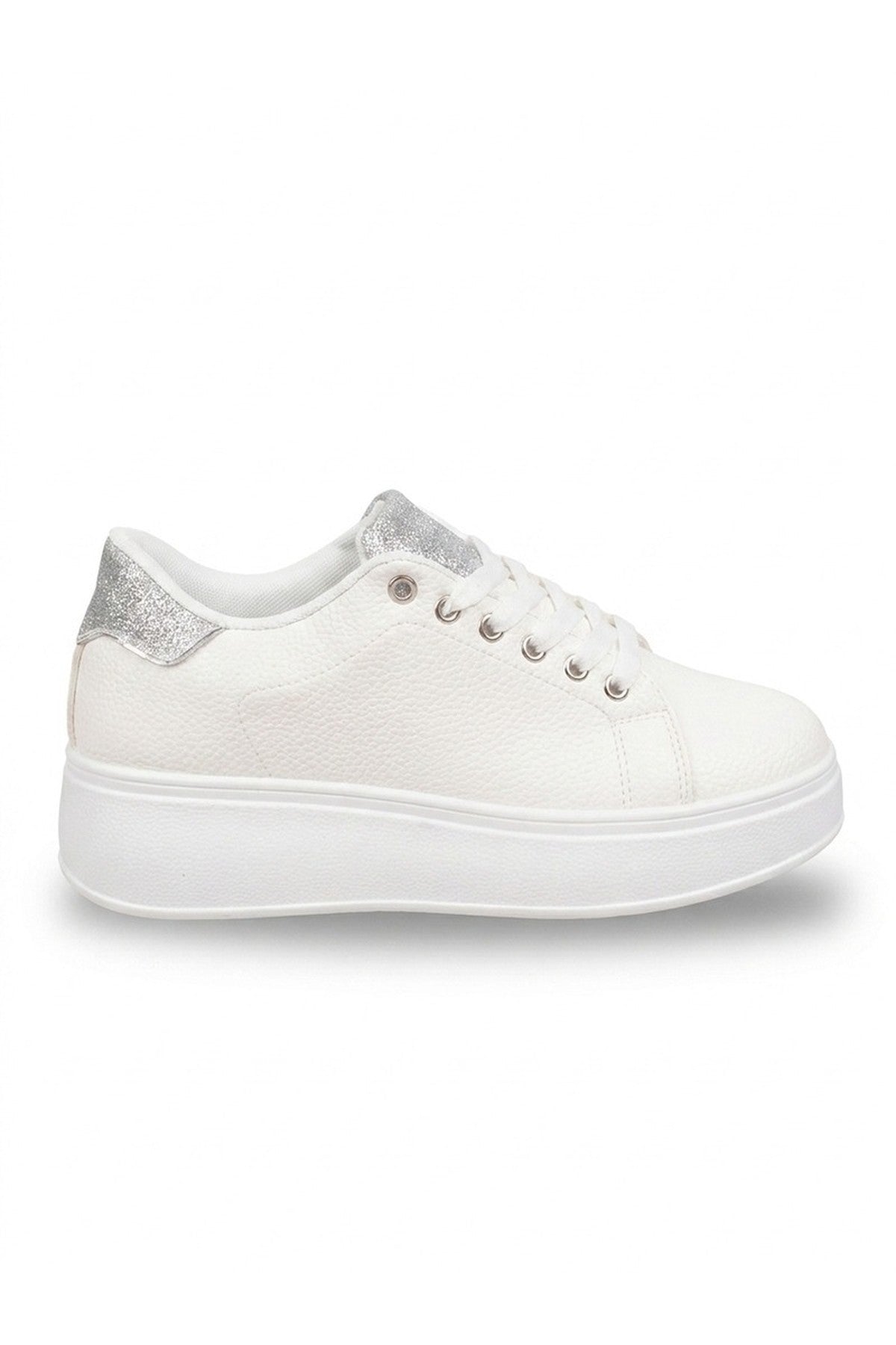 Sophie Womens Classic Platform Trainers - Silver