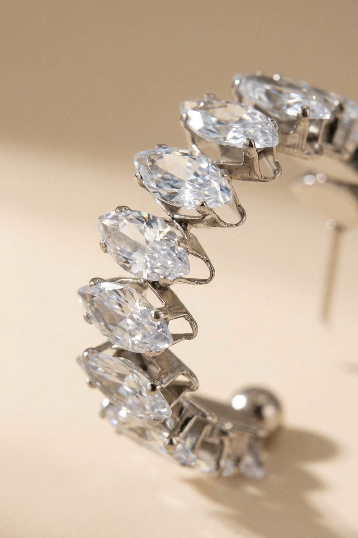 Twyla Marquise Crystal C Hoop Earrings - Silver