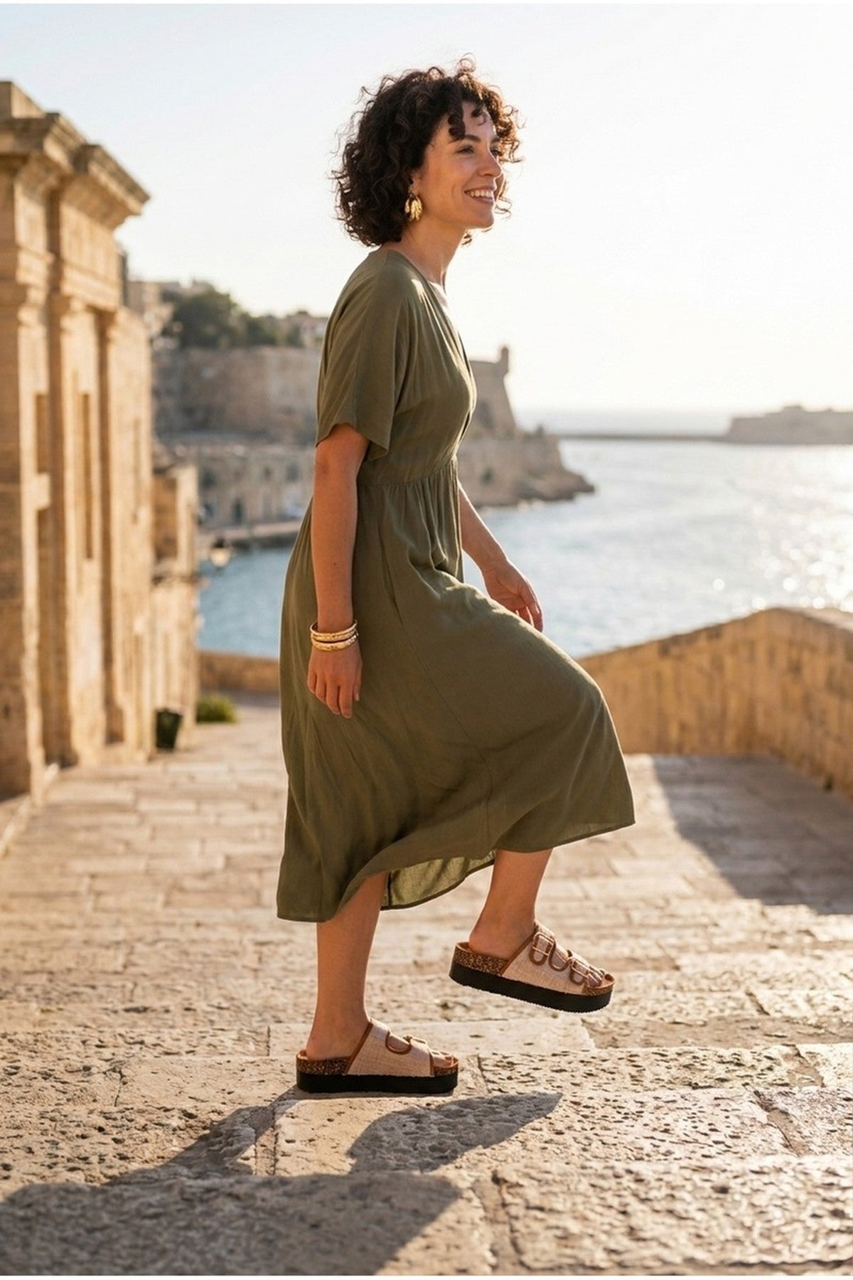Willow Womens Woven Strap Platform Sandals - CAMEL