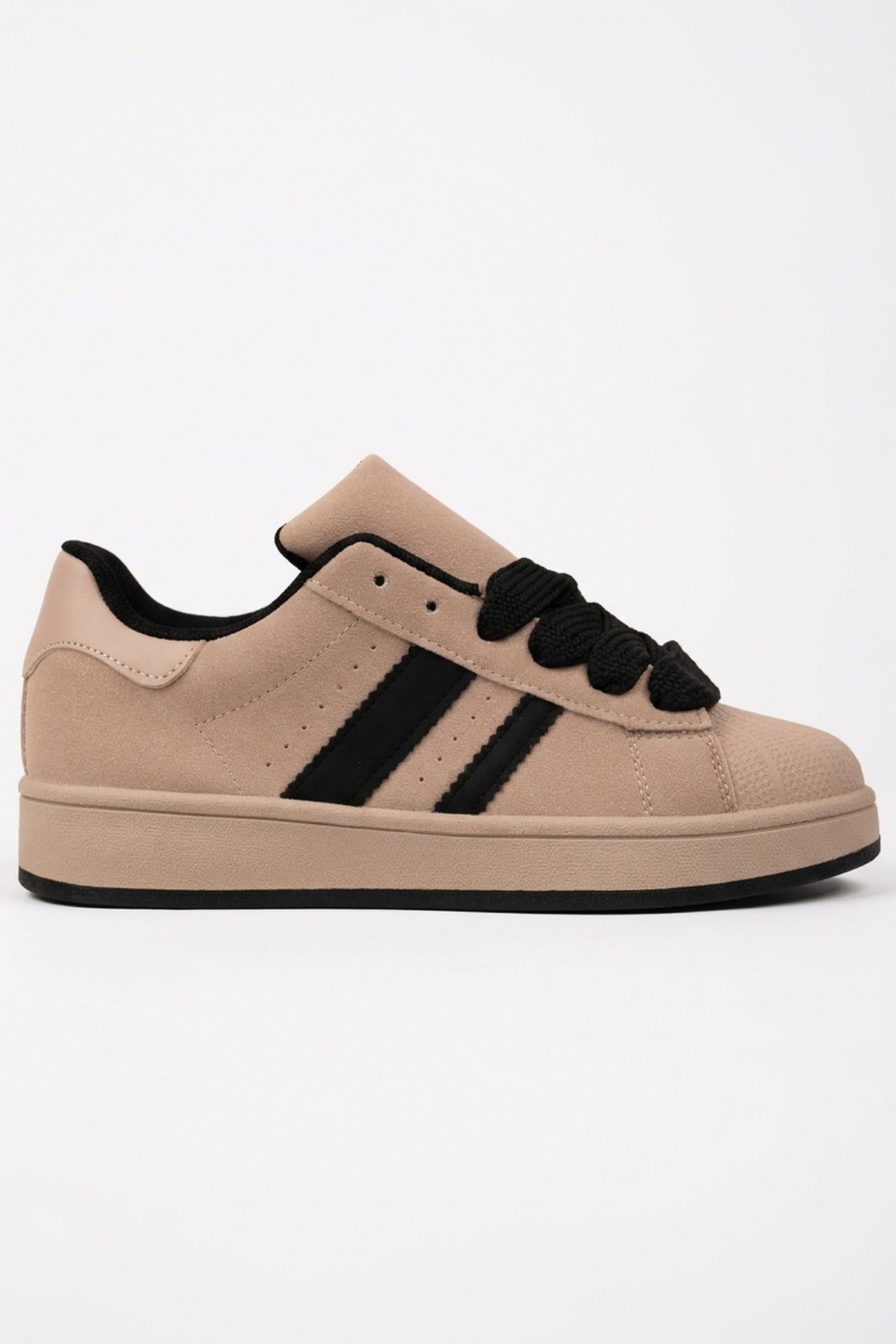 Maud Faux Suede Stripe Trainers - Khaki