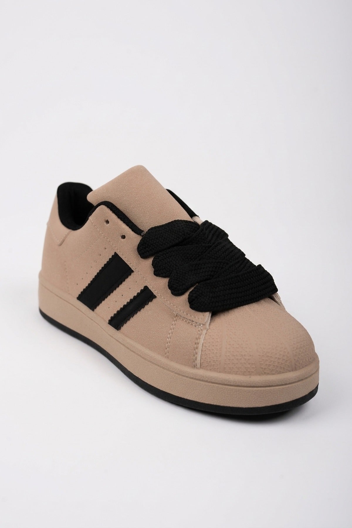 Maud Faux Suede Stripe Trainers - Khaki