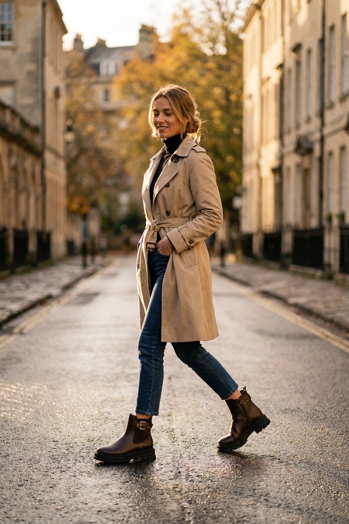 Zosia Chunky Sole Chelsea Boots - Brown