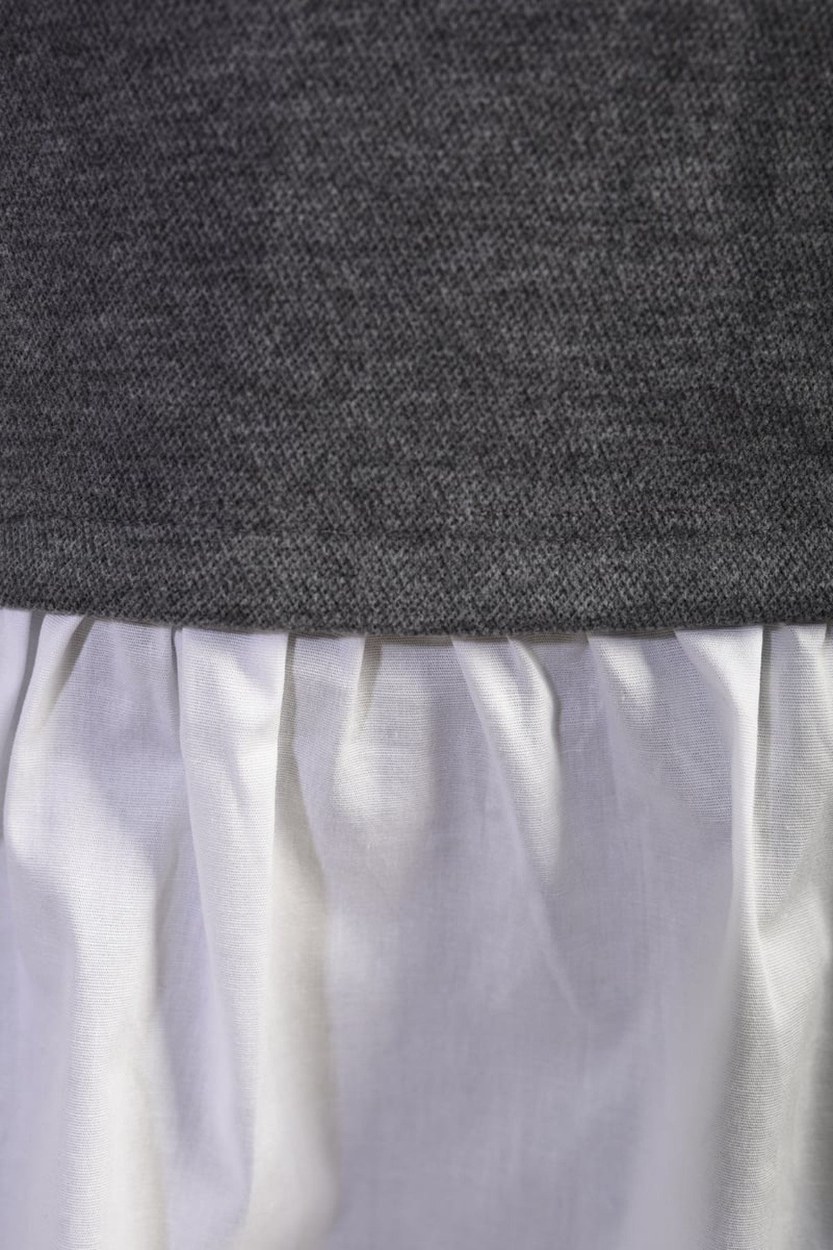 Alicia Side Tie Contrast Long Sleeve Knit Frill Top - Grey
