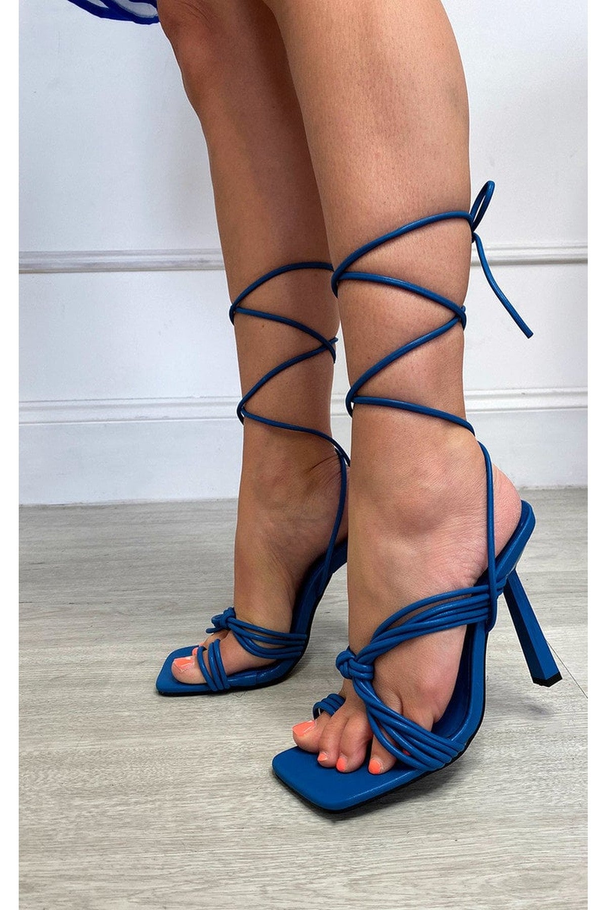 Amanda Strappy Lace Up Heels - Blue