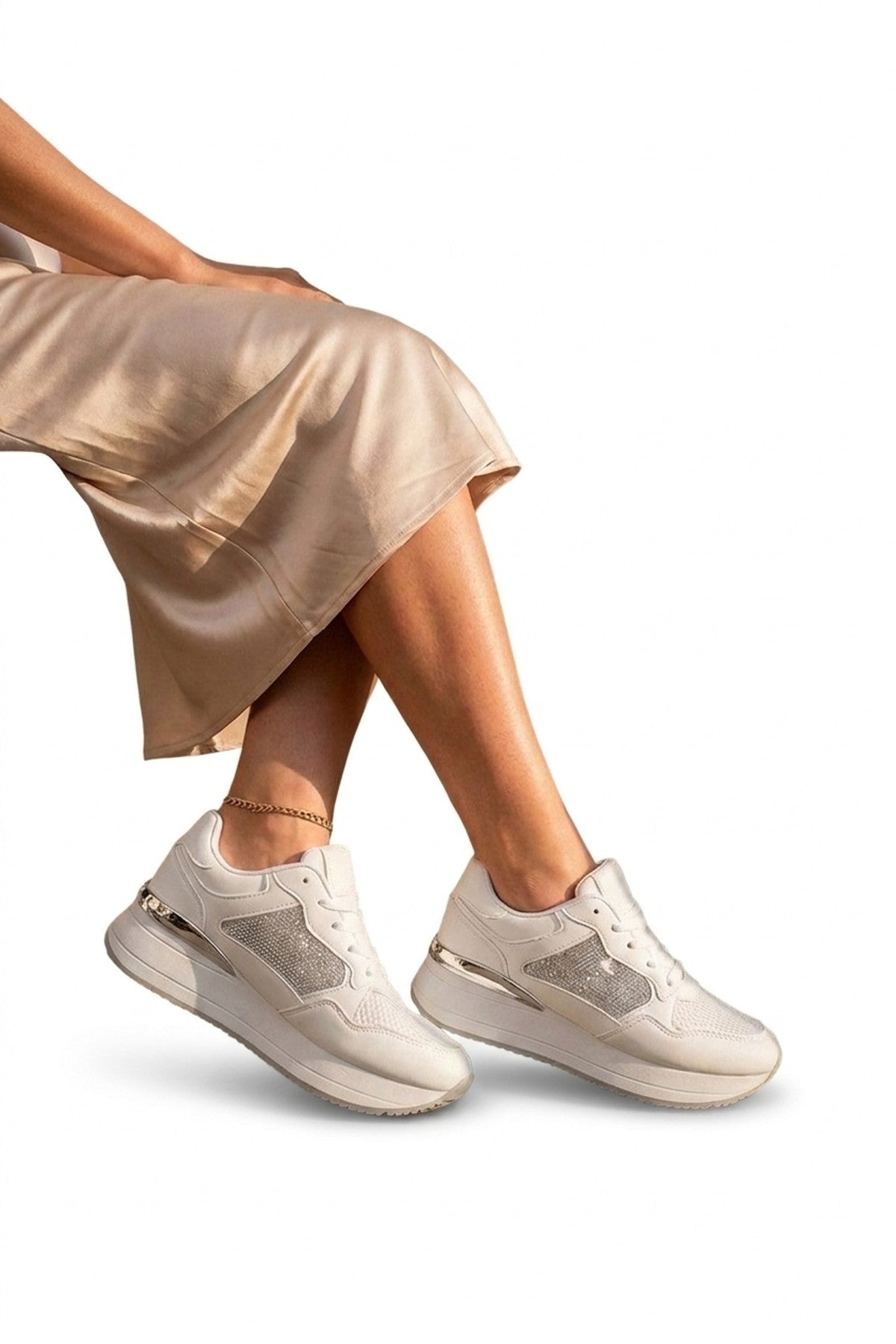 Amber Womens Chunky Platform Trainers - White