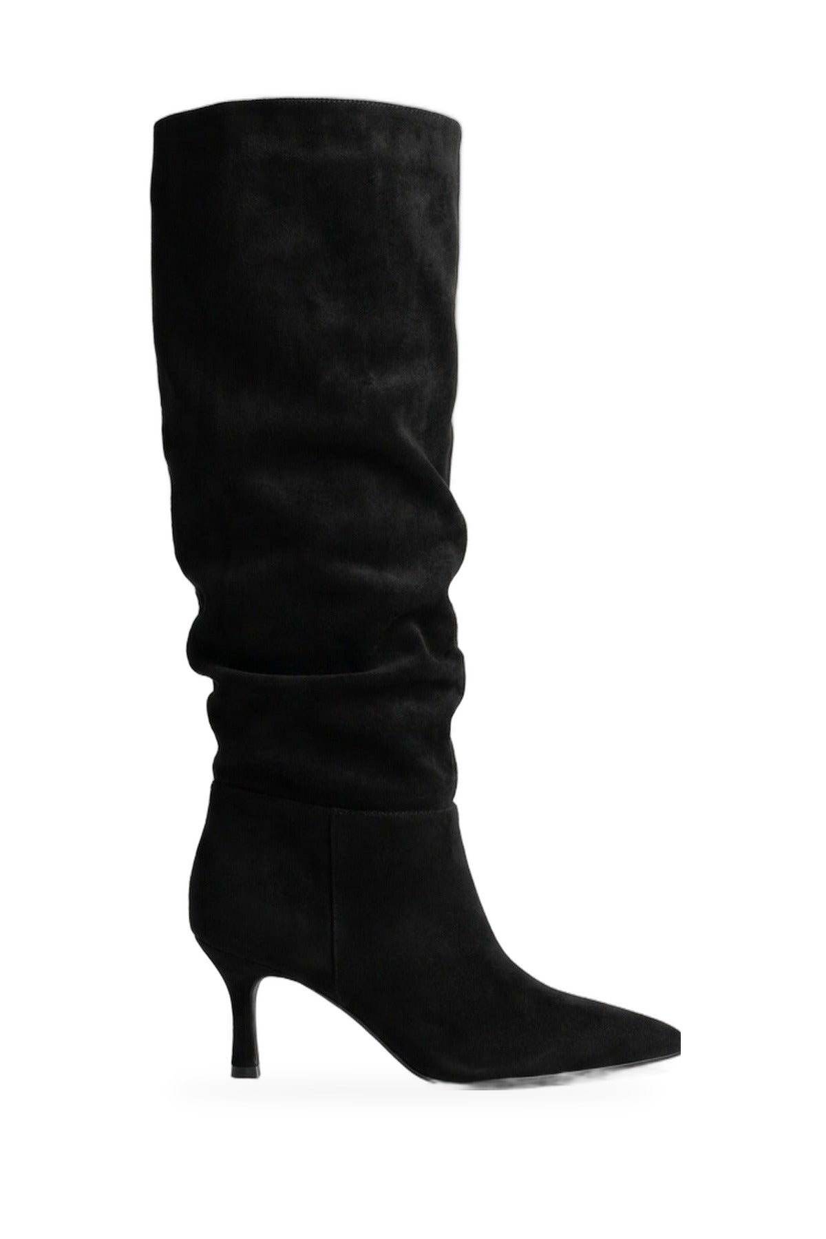 Anais Faux Suede Slouch Knee High Stiletto - Black