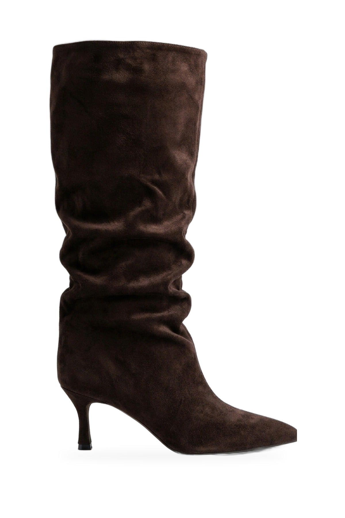 Anais Faux Suede Slouch Knee High Stiletto - Brown