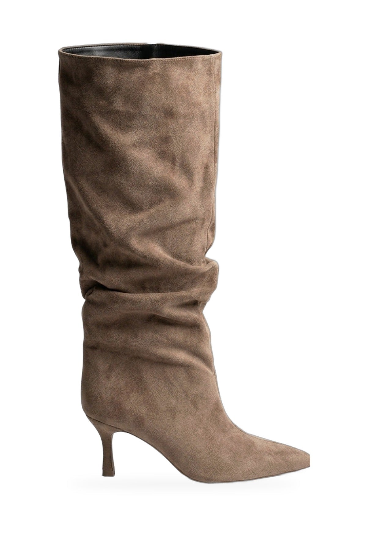 Anais Faux Suede Slouch Knee High Stiletto - Khaki