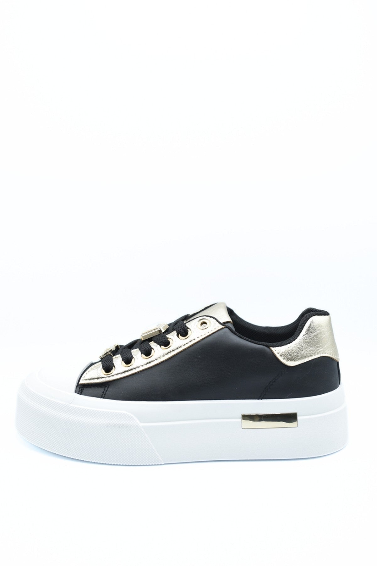 Angelah Lace Up Love Platform Trainers - Black