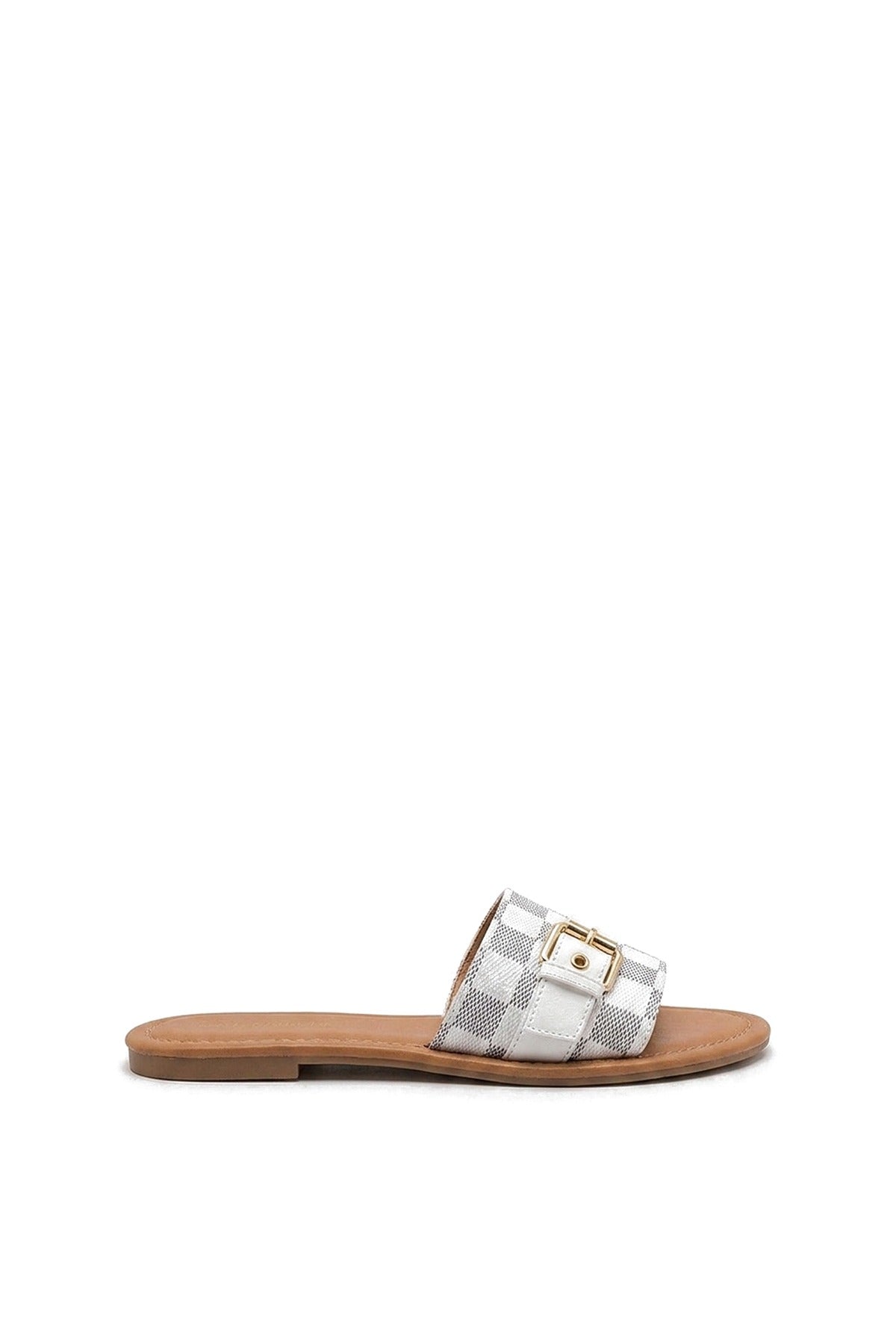 Ariah Open Toe Flat Sandals - White
