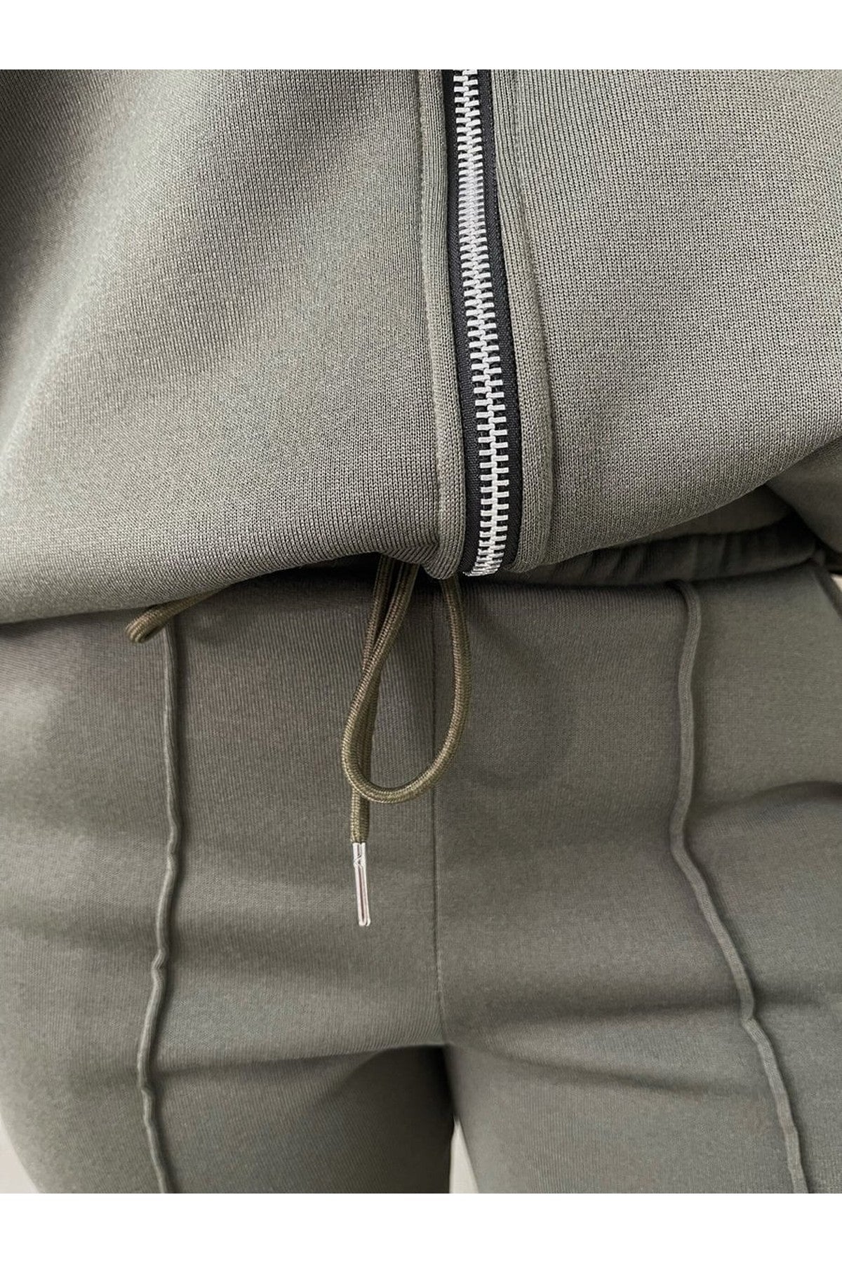 Ashlee Zip Bomber Jacket And Trouser Co-ord Set - Khaki