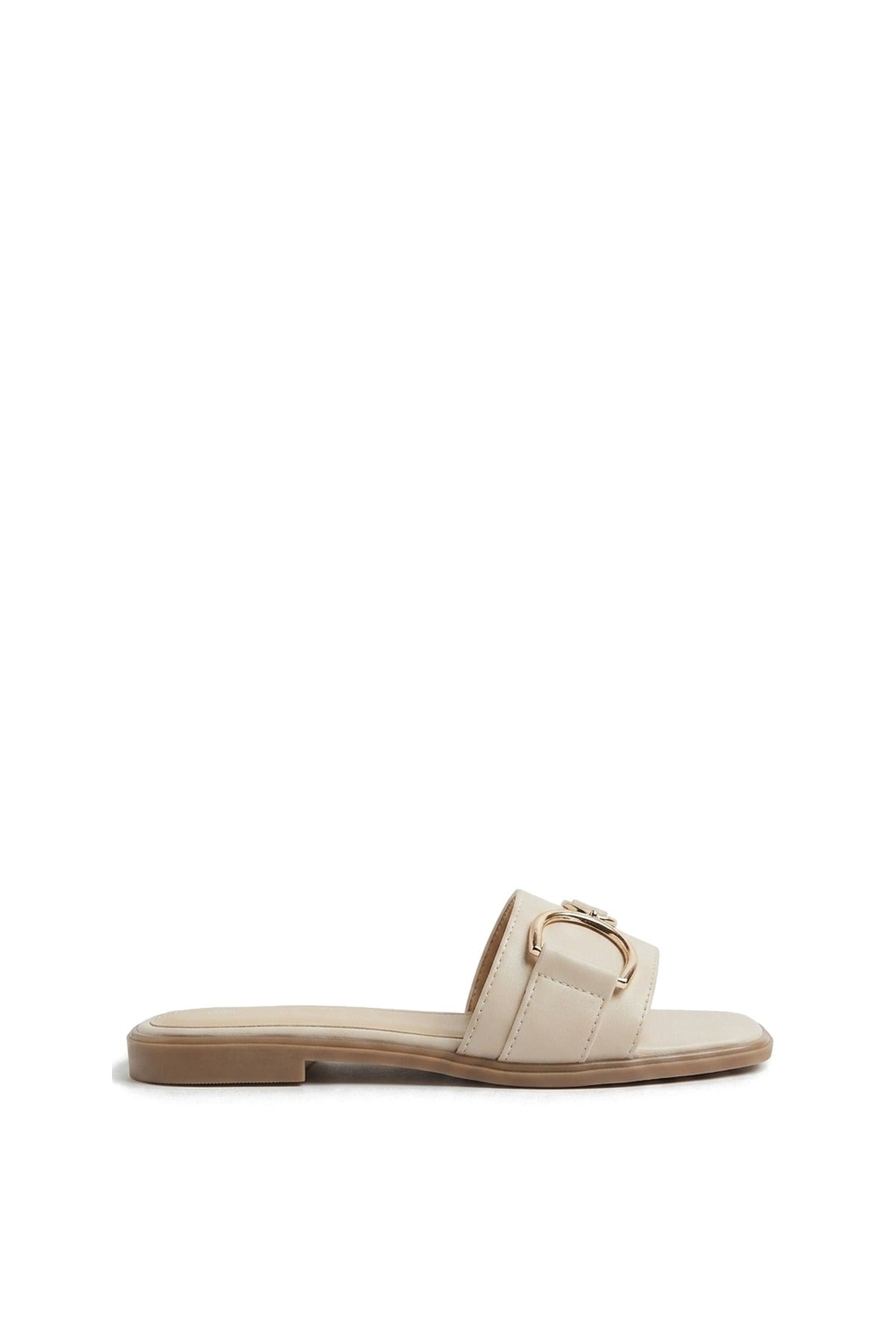 Ashleigh Gold Detail Sliders - Beige