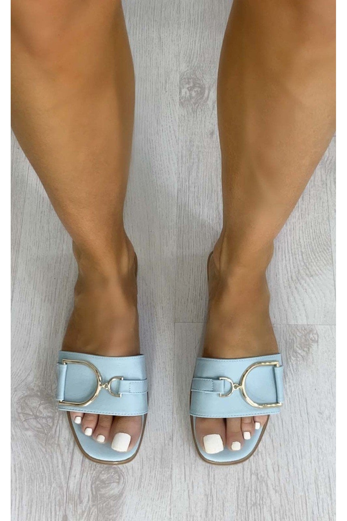 Ashleigh Gold Detail Sliders - Blue
