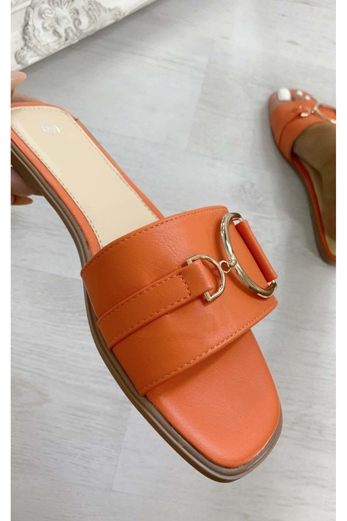 Ashleigh Gold Detail Sliders - Orange