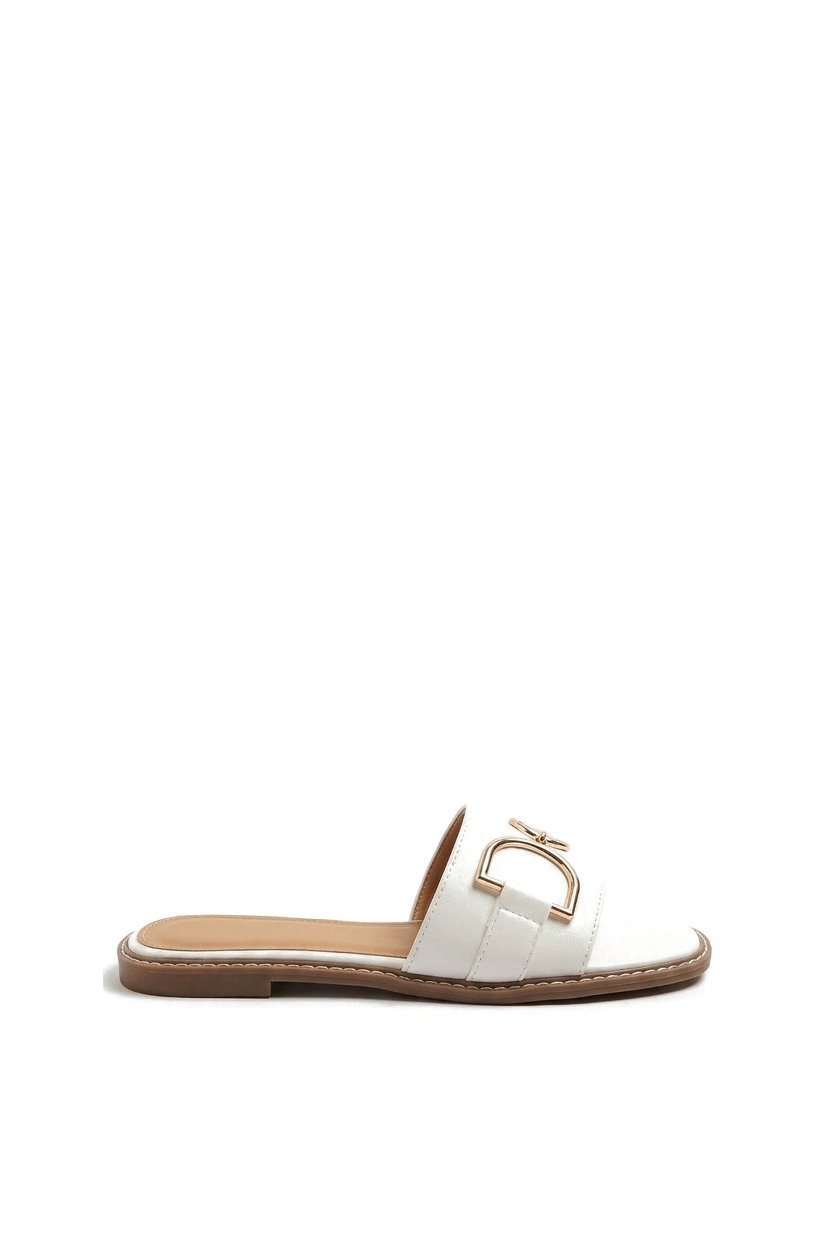 Ashleigh Gold Detail Sliders - White