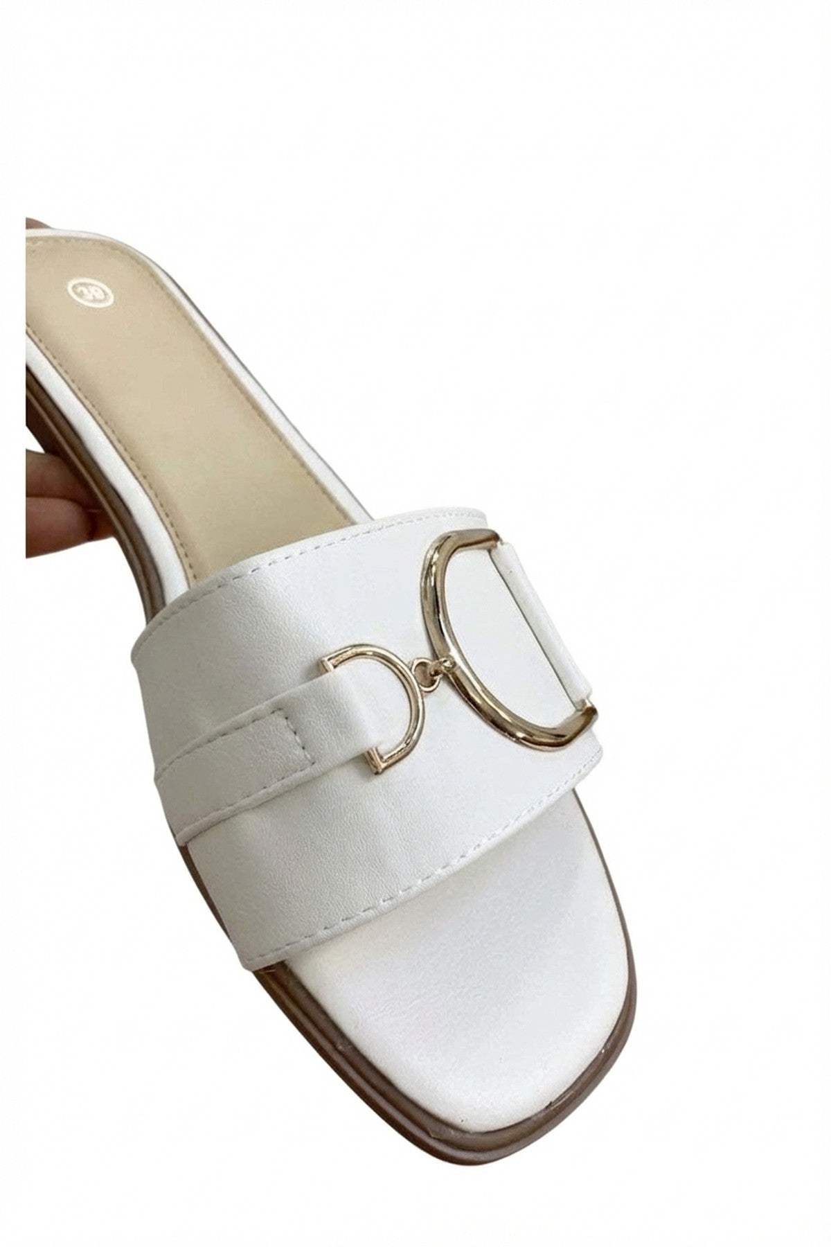 Ashleigh Gold Detail Sliders - White_wb