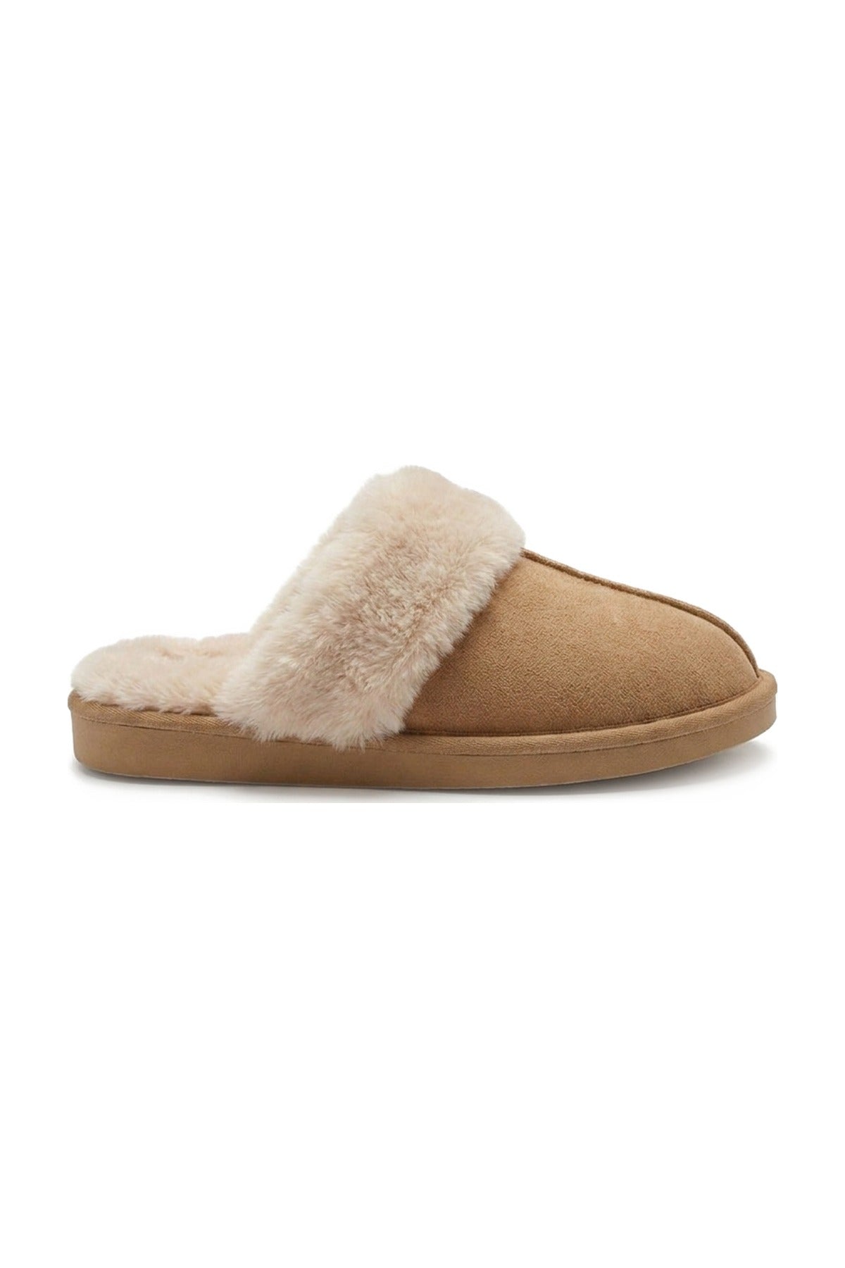 Aspen Faux Suede Mule Slippers - Beige_wb