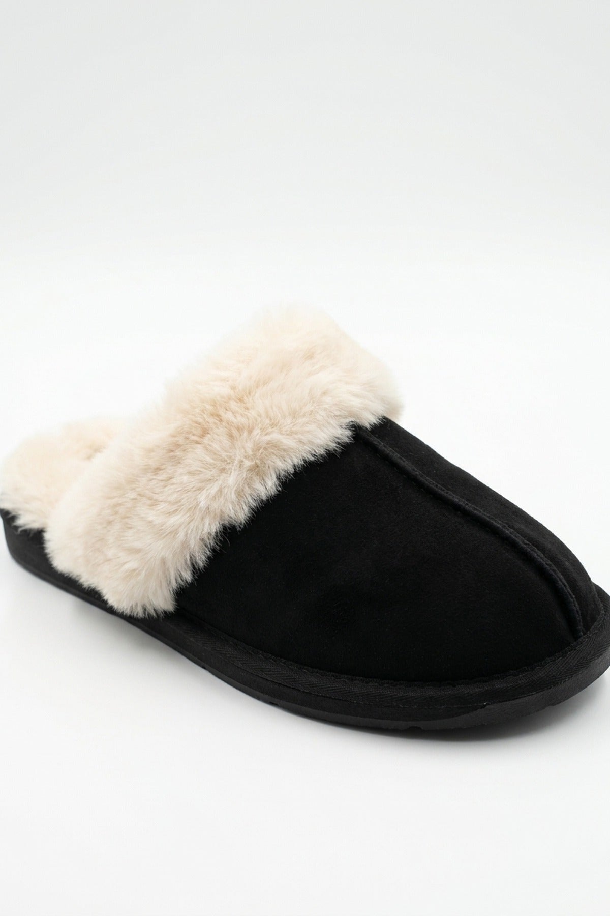 Aspen Faux Suede Mule Slippers - Black