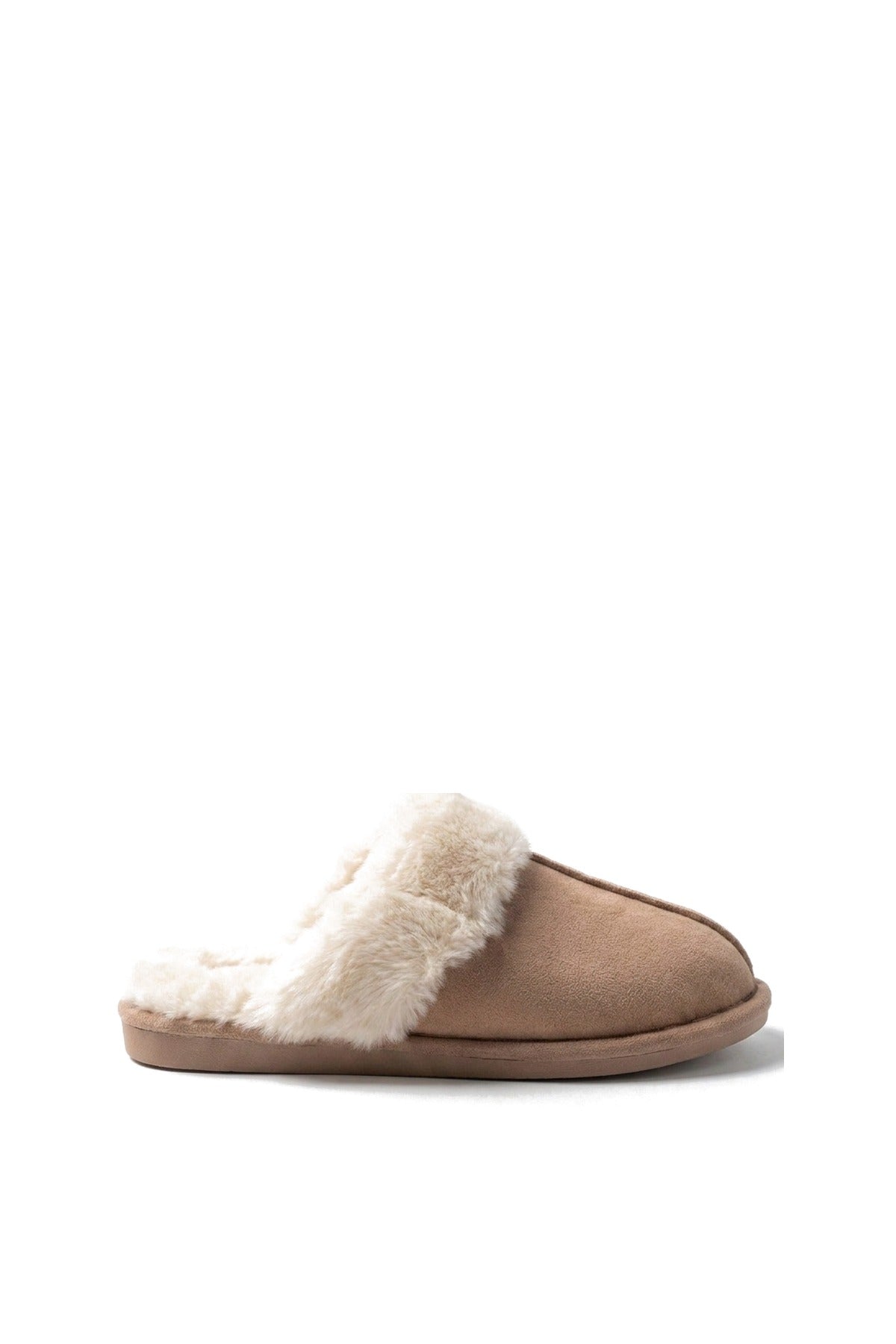 Aspen Faux Suede Mule Slippers - Khaki