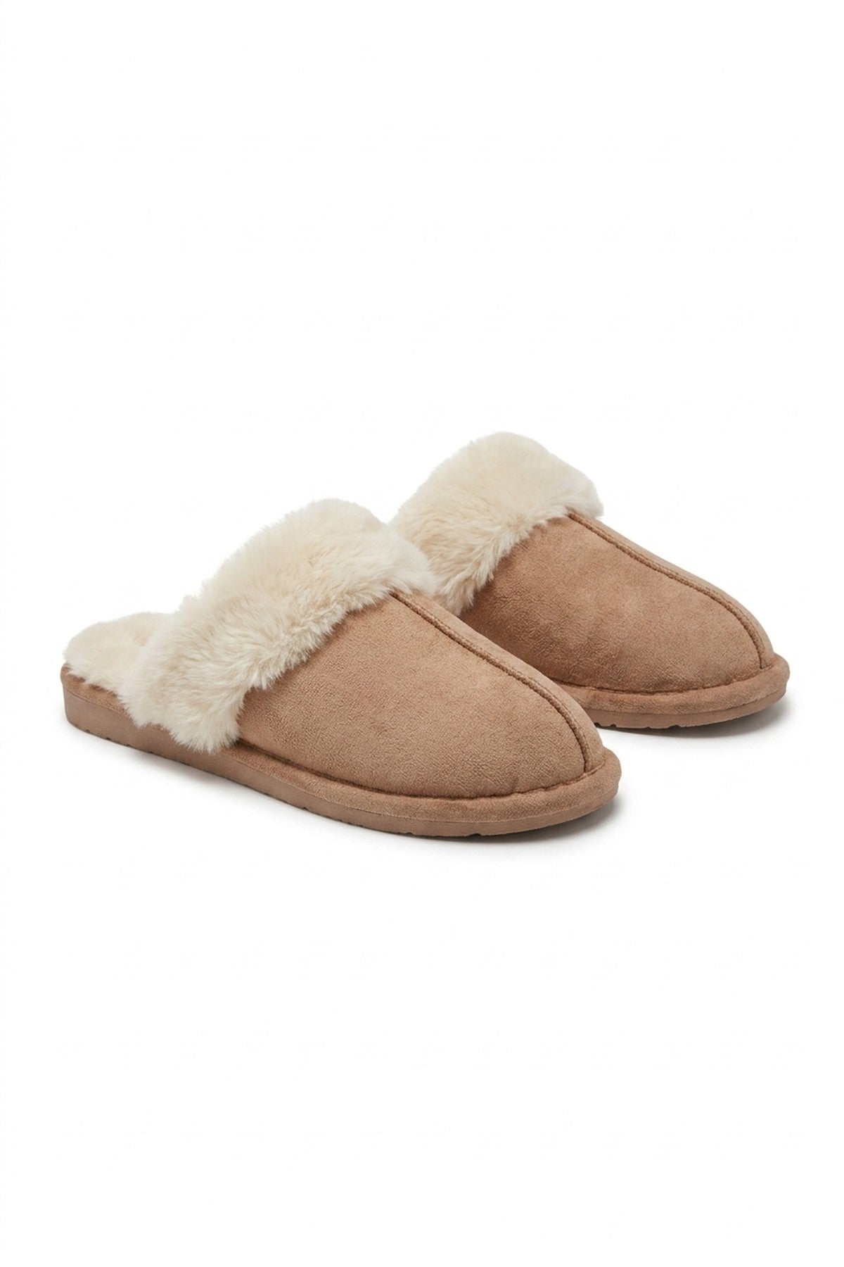 Aspen Faux Suede Mule Slippers - Khaki_wb