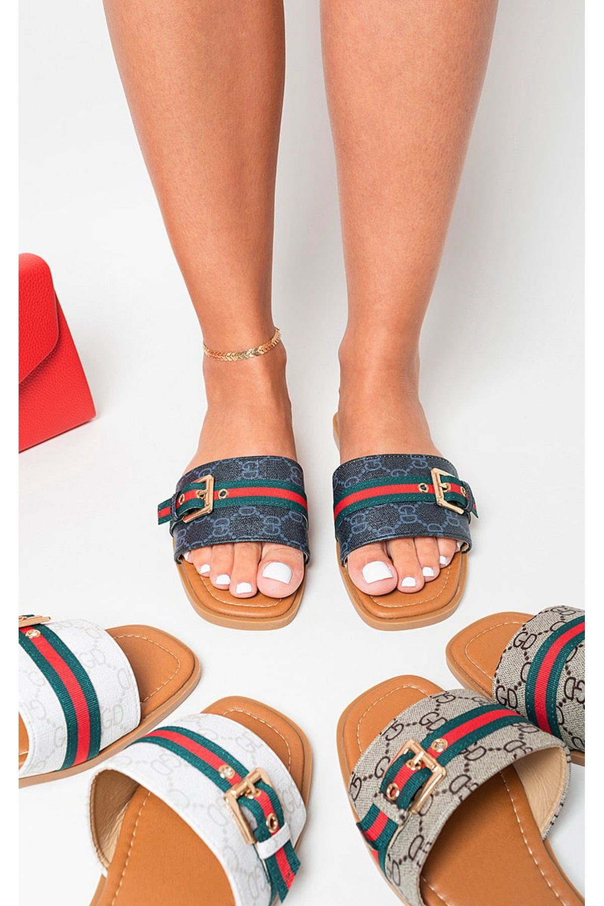 Athena Open Toe Flat Sandals - Black