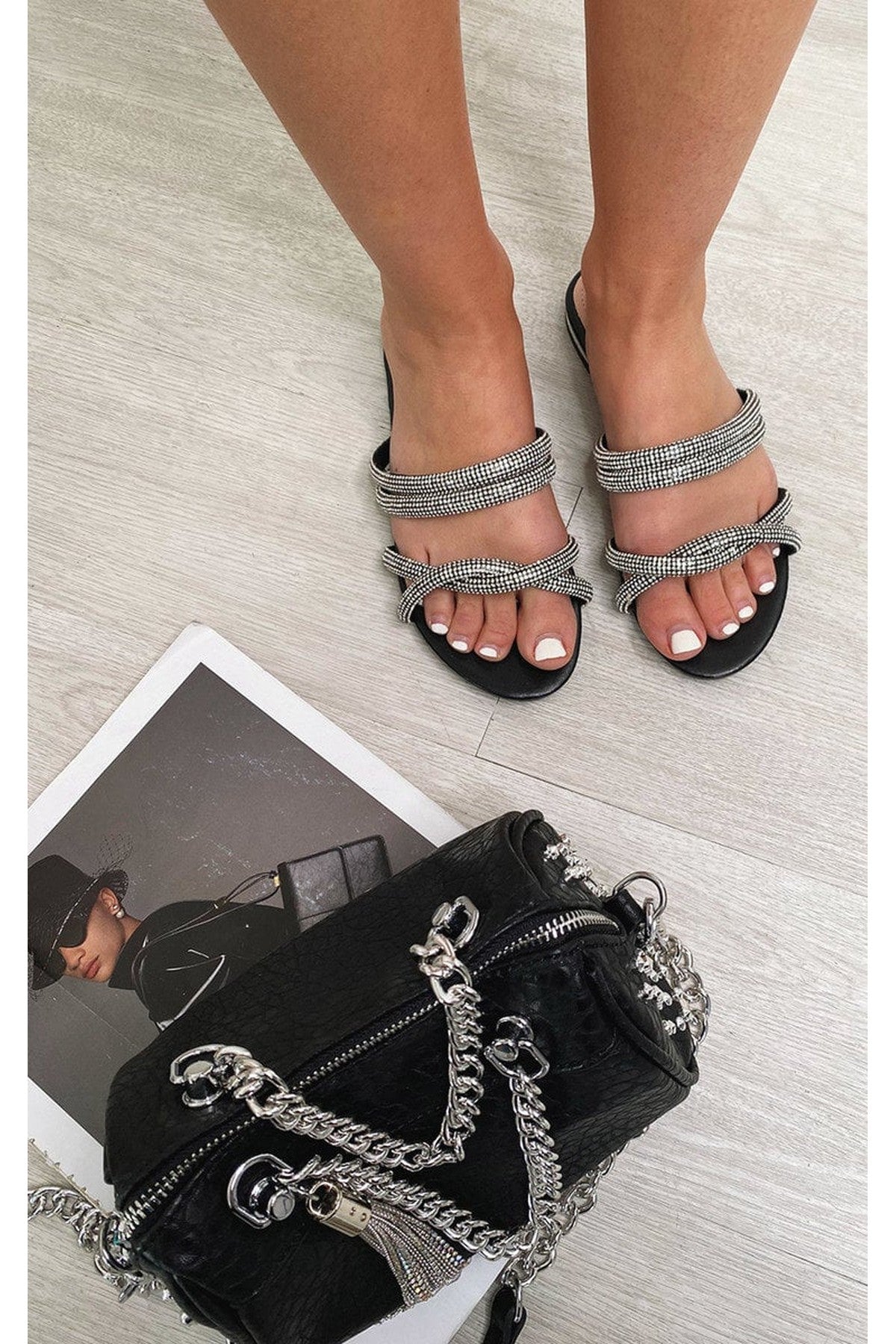 Azaria Slip On Sandals - Black