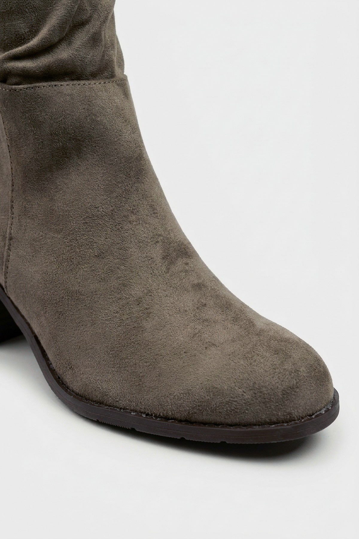Jessa Faux Suede Slouchy Knee Boots - Taupe Suede
