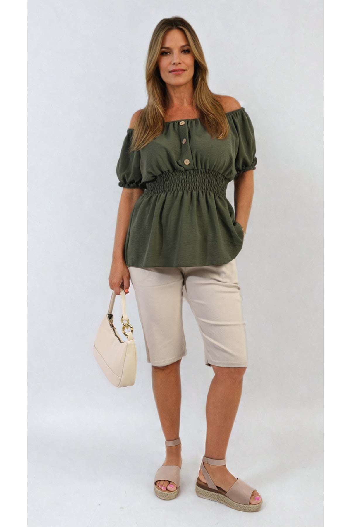 Eloisa Cargo Pocket Trouser With Drawstring - Beige