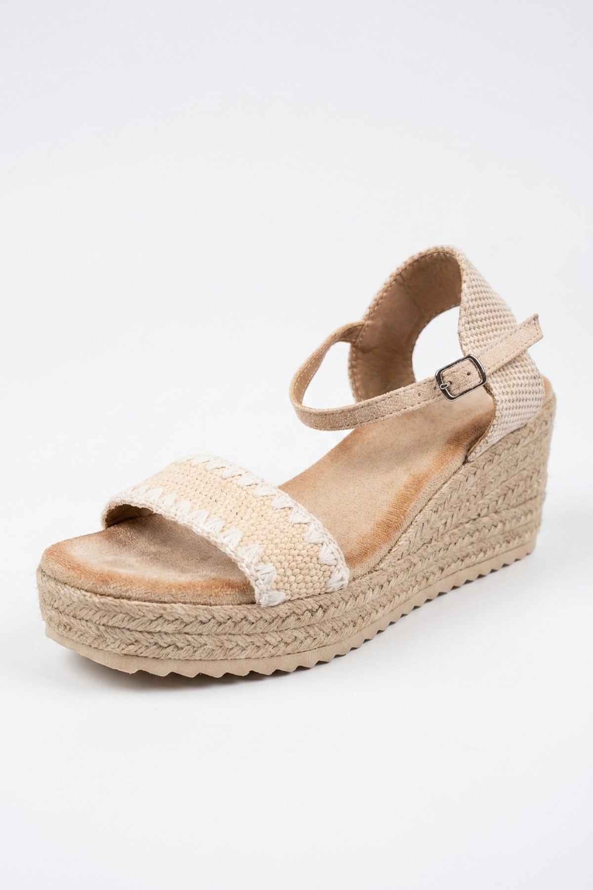 Cordelia Woven Espadrille Wedge Sandals - Beige